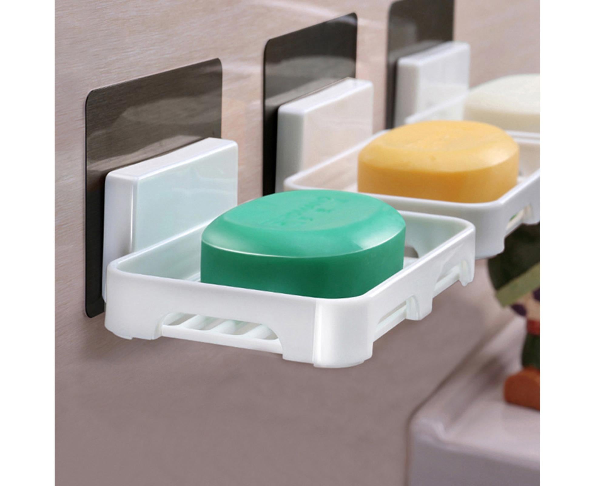 2Pcs/Set Soap Box No Drilling Easy to Install Ventilated Drained Wall Mounted Shower Soap Holder for Bathroom-White - Image 4