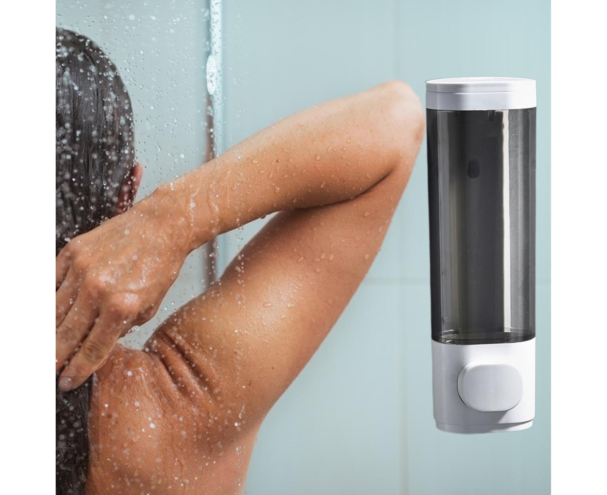 300ml 600ml Soap Dispenser Manual Press Bottle No Punching Long Strong Pump Transparent Body Wash Box Bathroom Accessories-Bilateral White - Image 3