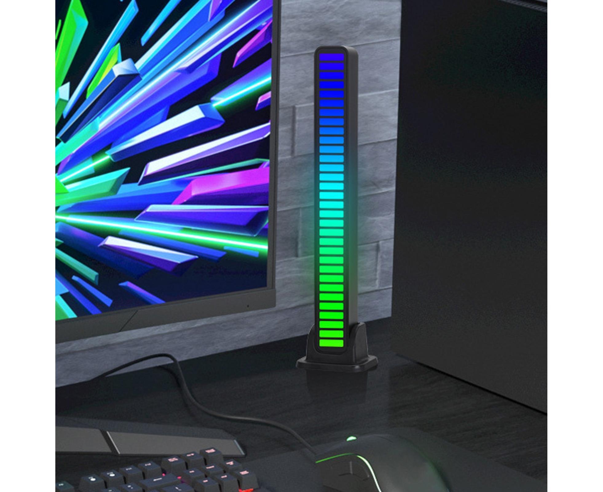 Car LED Light Built-in Microphone Multiple Light Modes Acrylic Wireless Car Ambient LED Light for Home - Black - Image 3