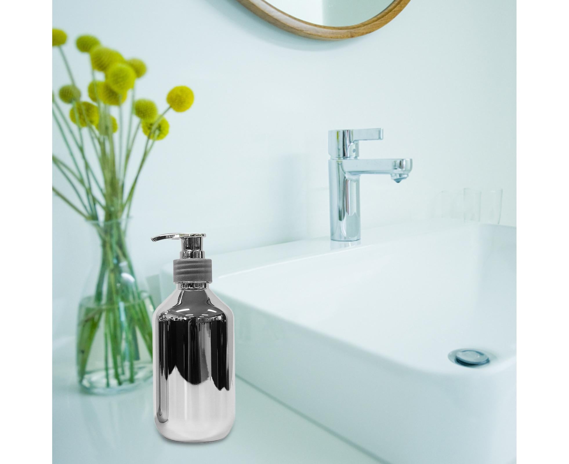 300ml Soap Dispenser Refillable Spiral Mouth Mini Built-in Spring Body Wash Dispenser Bathroom Supplies -Silver - Image 3