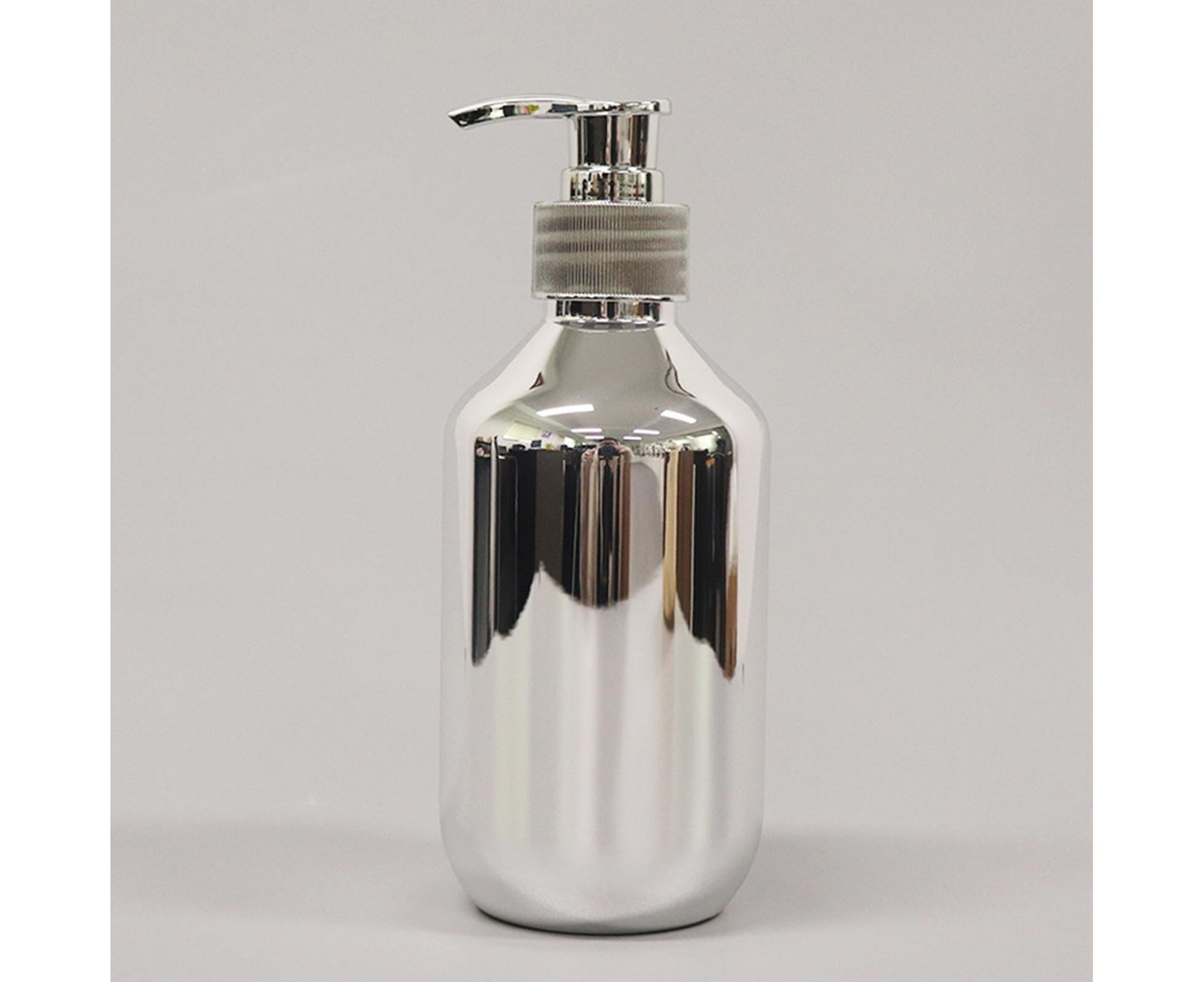 300ml Soap Dispenser Refillable Spiral Mouth Mini Built-in Spring Body Wash Dispenser Bathroom Supplies -Silver - Image 4