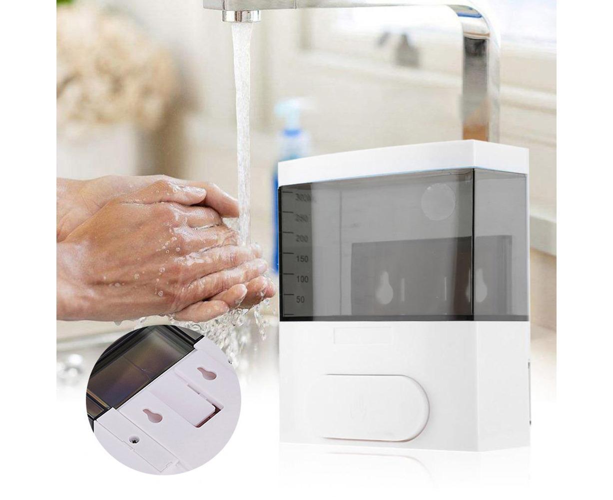 300ml Wall-mounted PP Manual Liquid Soap Dispenser Shampoo Shower Gel Bottle-Black - Image 2