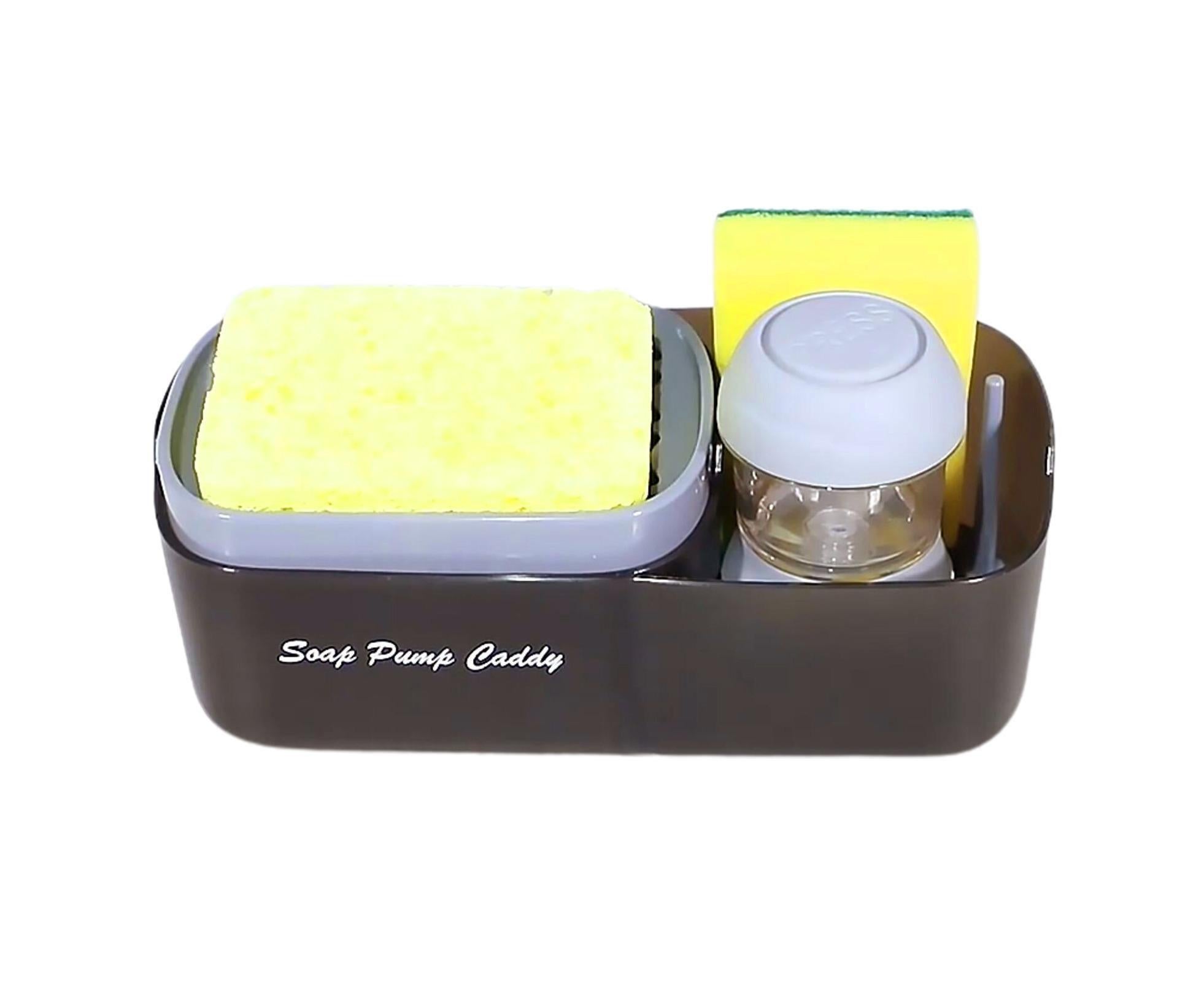 3-in-1 Multi-functional Soap Box with Sponge Holder Hollow Drain Pan Instant Refill Countertop Sink Dish Washing Liquid Soap Dispenser for Kitchen - Image 7