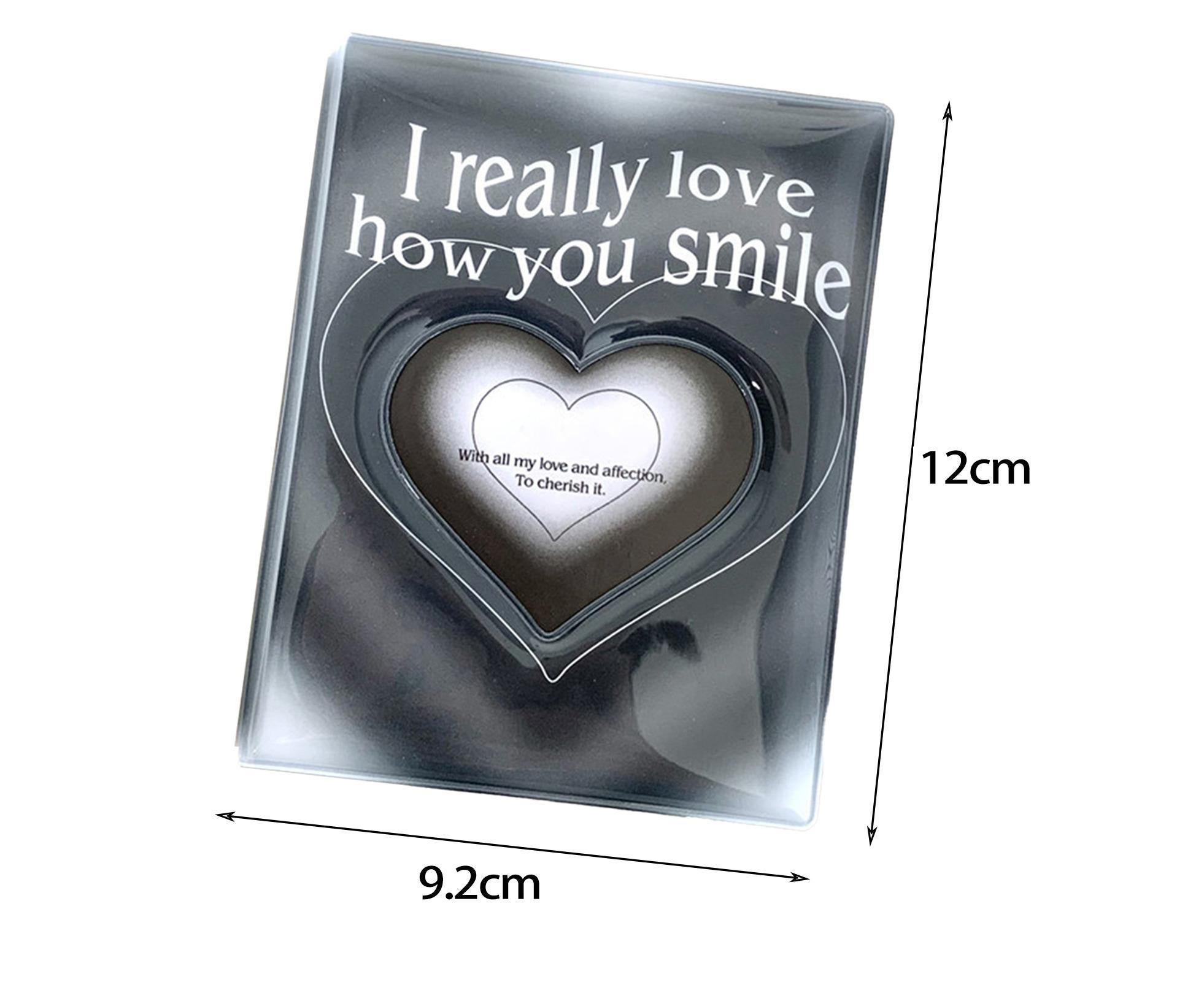 3-inch Photo Album Plastic Sealed Single Compartment Heart Pattern Black Pink Postcard Cinema Ticket Album Student Supplies - Pink - Image 2