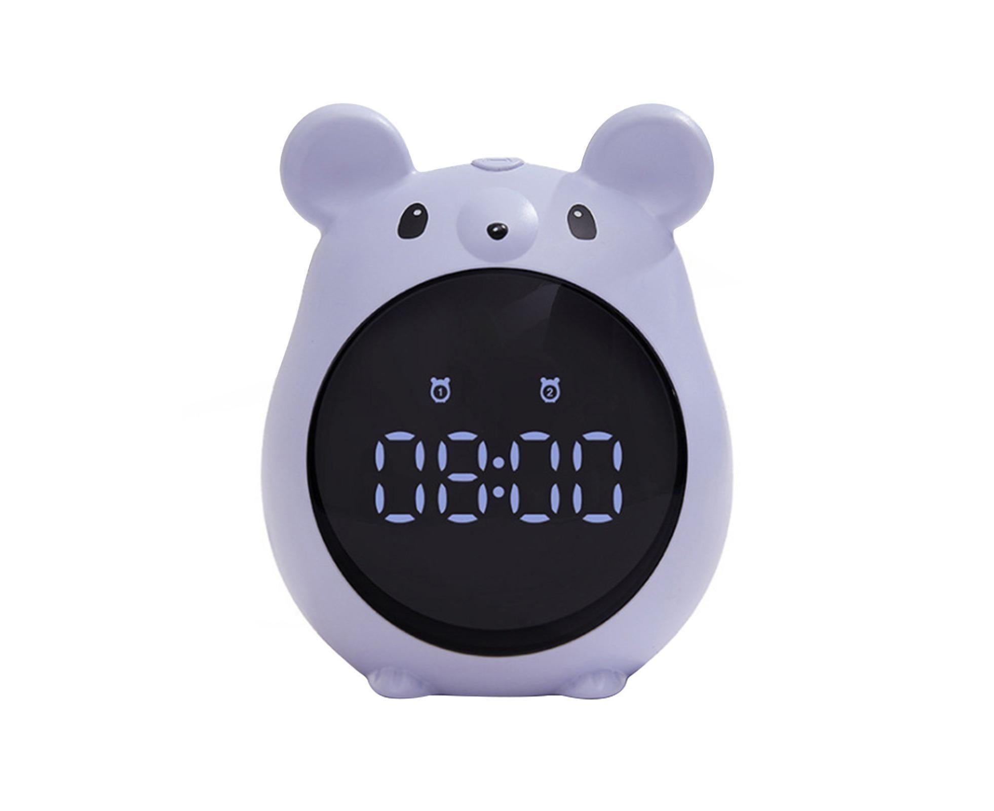 Alarm Clock Cartoon Large Screen Mouse Shape Rechargeable Time for Home - Blue - Image 1