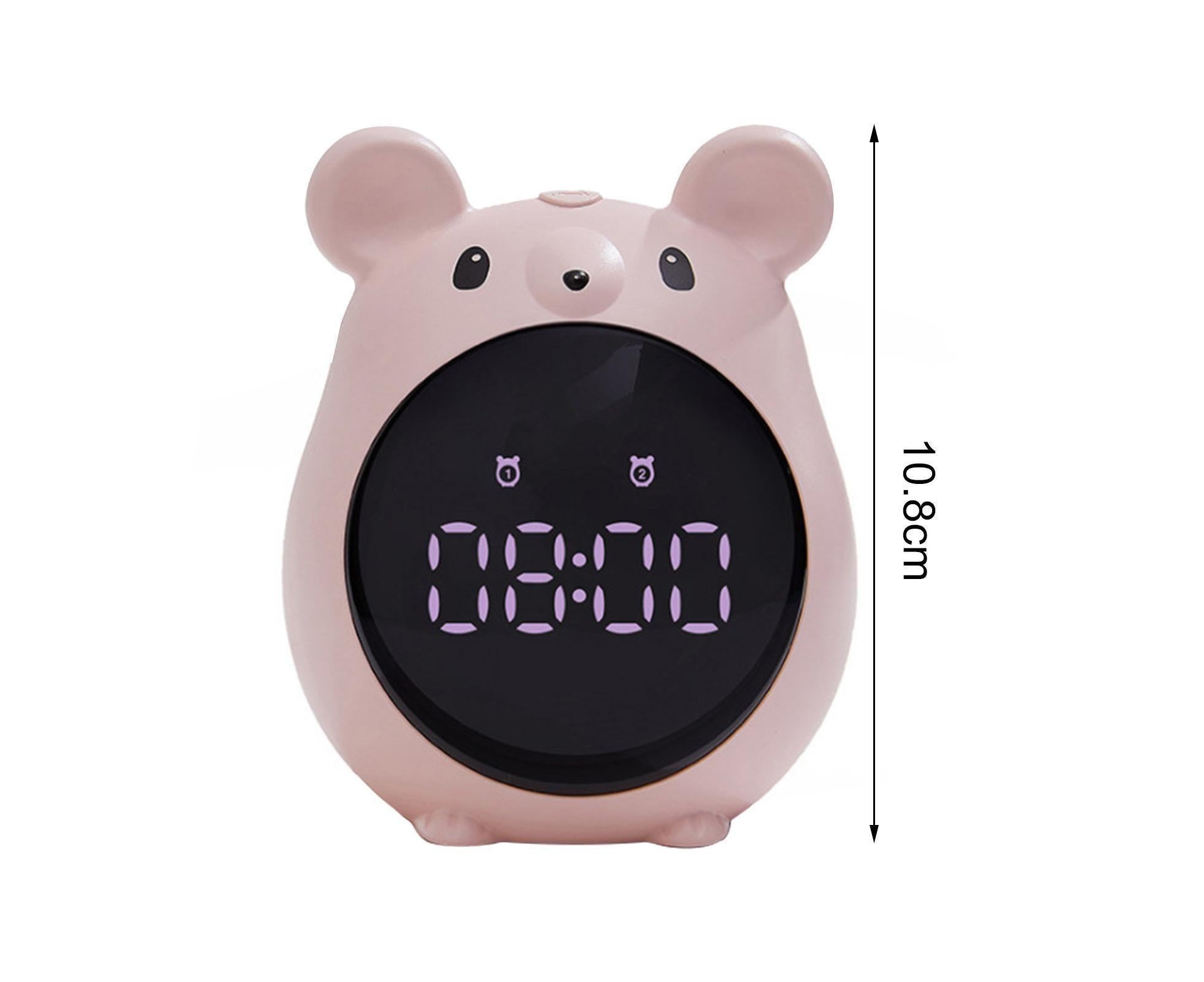 Alarm Clock Cartoon Large Screen Mouse Shape Rechargeable Time for Home - Blue - Image 2