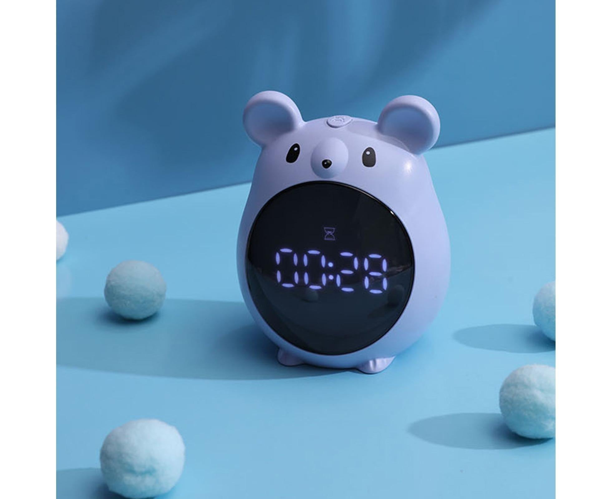 Alarm Clock Cartoon Large Screen Mouse Shape Rechargeable Time for Home - Blue - Image 3
