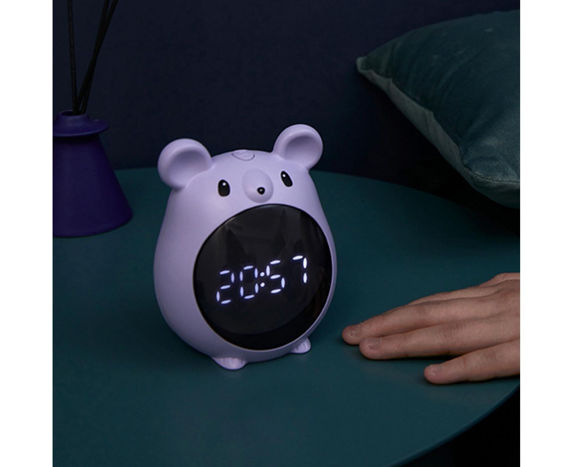 Alarm Clock Cartoon Large Screen Mouse Shape Rechargeable Time for Home - Blue - Image 4