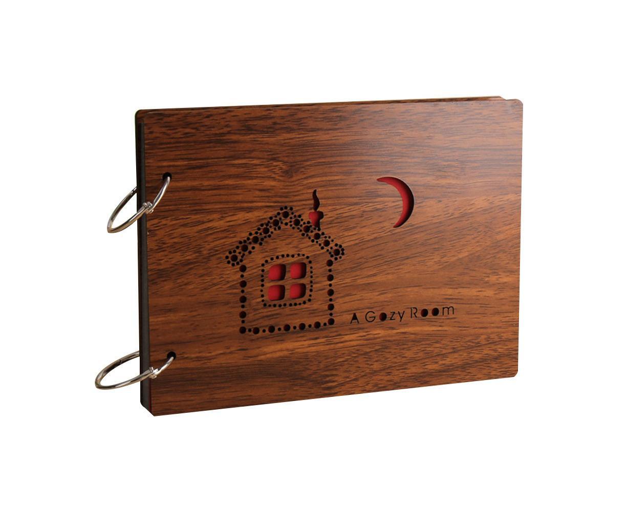 8 inch Vintage Wood Cover Photo Album Book Black Pages Anniversary Scrapbook - Image 7