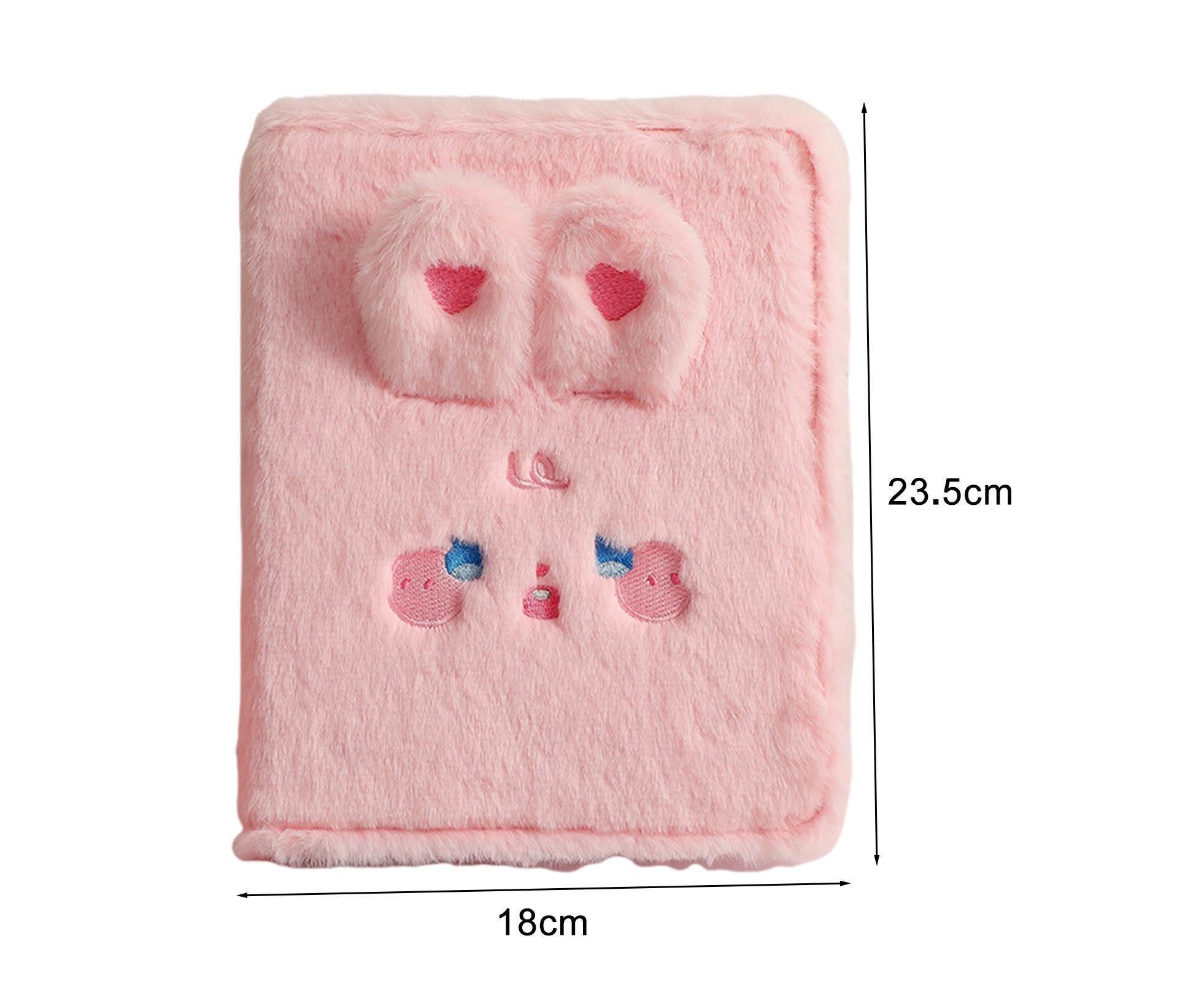 A5 Plush Cartoon Binder with 20 Photo Inner Sleeves Modern Practical Photo Album for Picture Cards Storage - Pink - Image 4