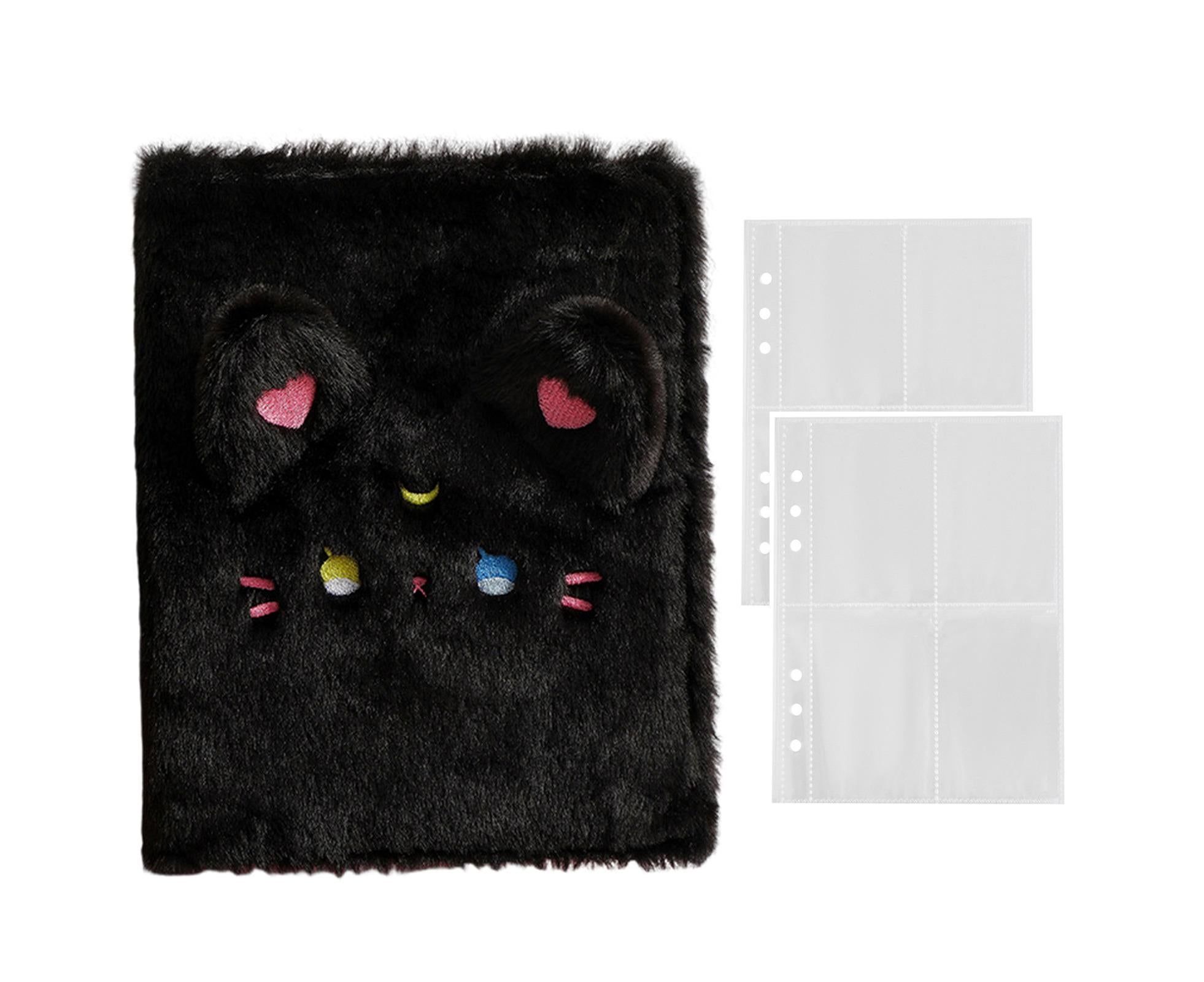 A5 Plush Cartoon Binder with 20 Photo Inner Sleeves Modern Practical Photo Album for Picture Cards Storage - Black - Image 1