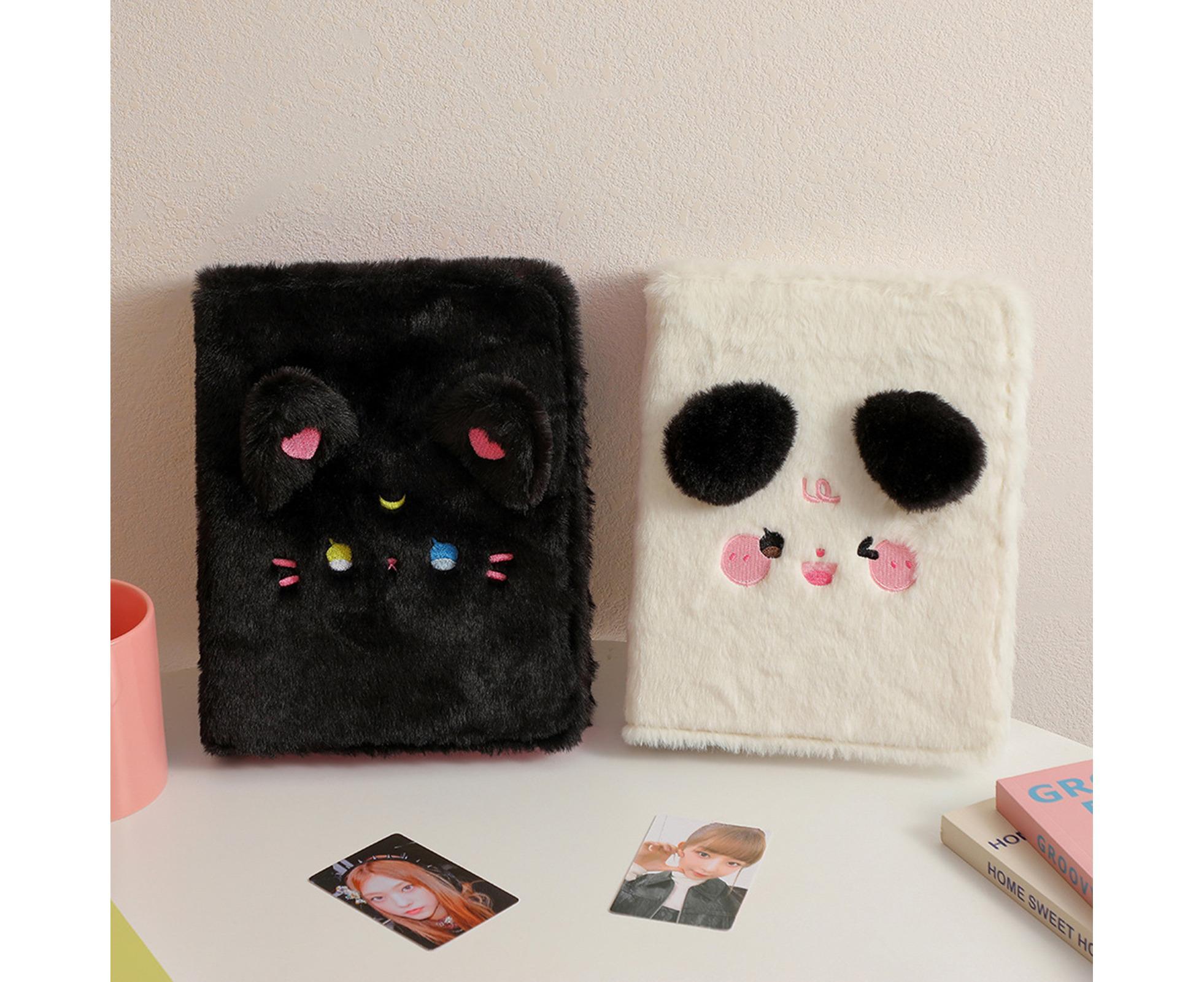 A5 Plush Cartoon Binder with 20 Photo Inner Sleeves Modern Practical Photo Album for Picture Cards Storage - Black - Image 4