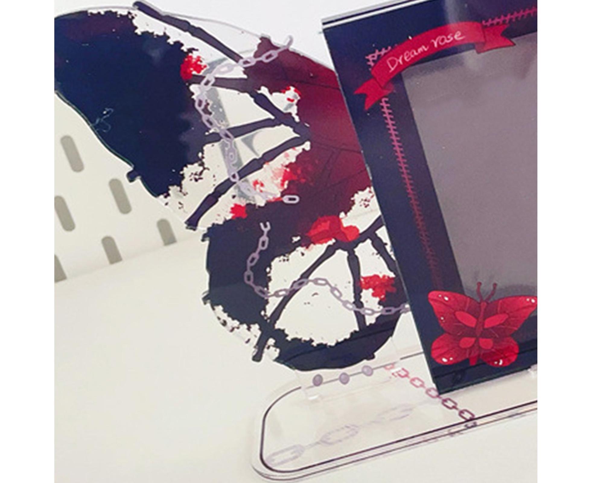 Acrylic Photocard Holder Rose Lily Flower Theme Heavy Duty Standing Mini Photo Stand Picture Display Frame Table Decoration - Red - Image 5