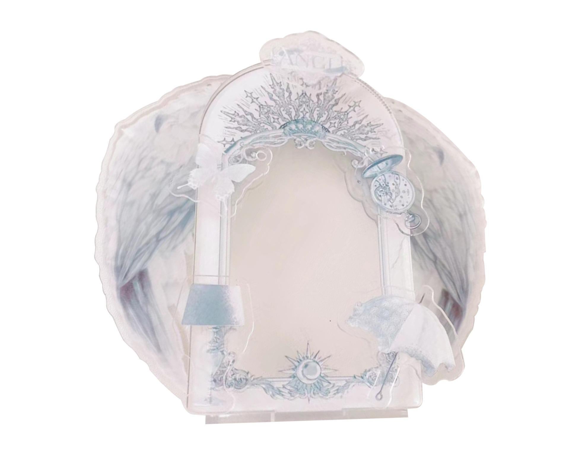 Acrylic Photo Frame Creative Devil Wings Replaceable Album Postcard DIY Storing Desktop Display White/Black 3 Inch Picture Holder Ornament Birthday Gift - White - Image 1