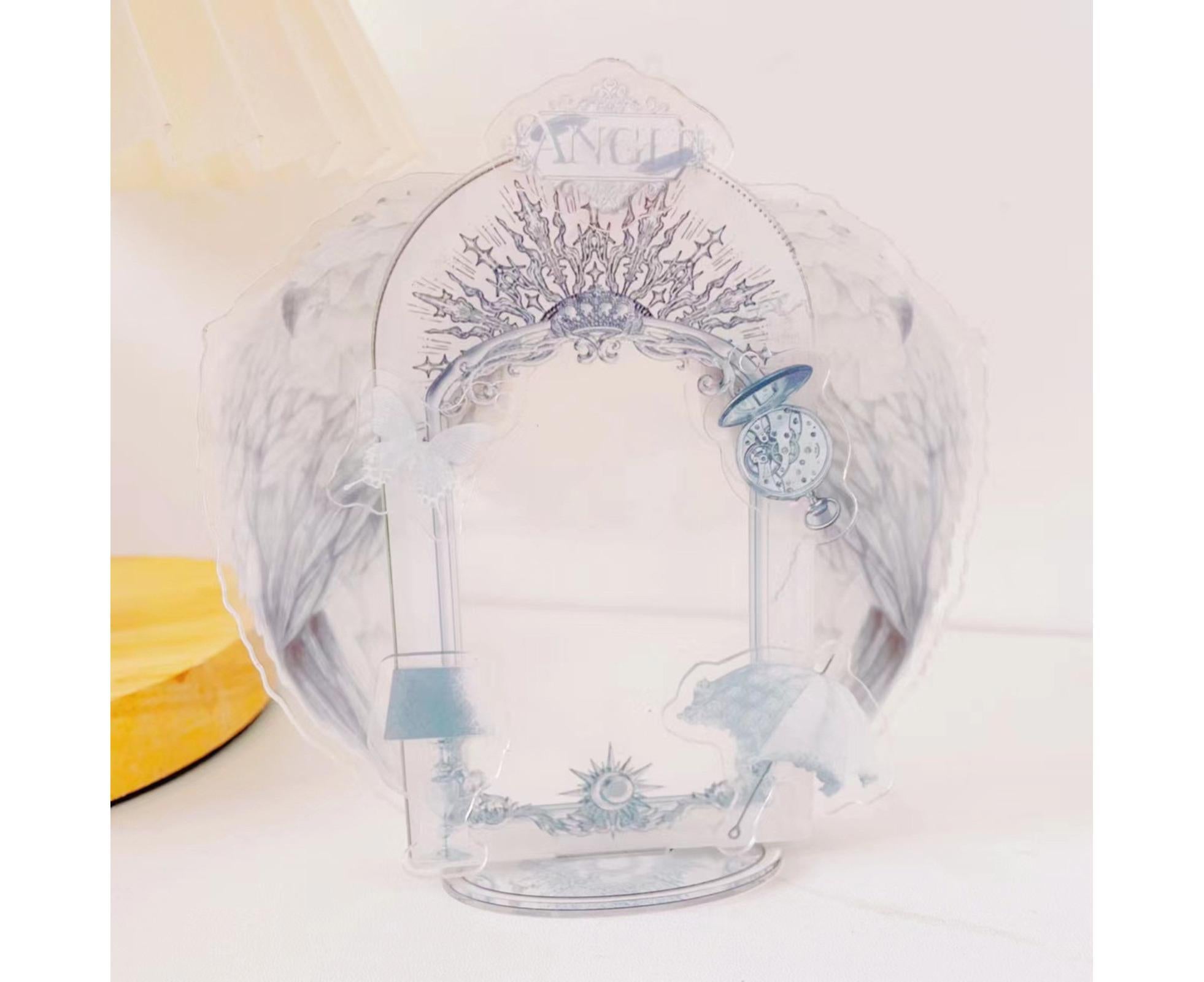 Acrylic Photo Frame Creative Devil Wings Replaceable Album Postcard DIY Storing Desktop Display White/Black 3 Inch Picture Holder Ornament Birthday Gift - White - Image 2