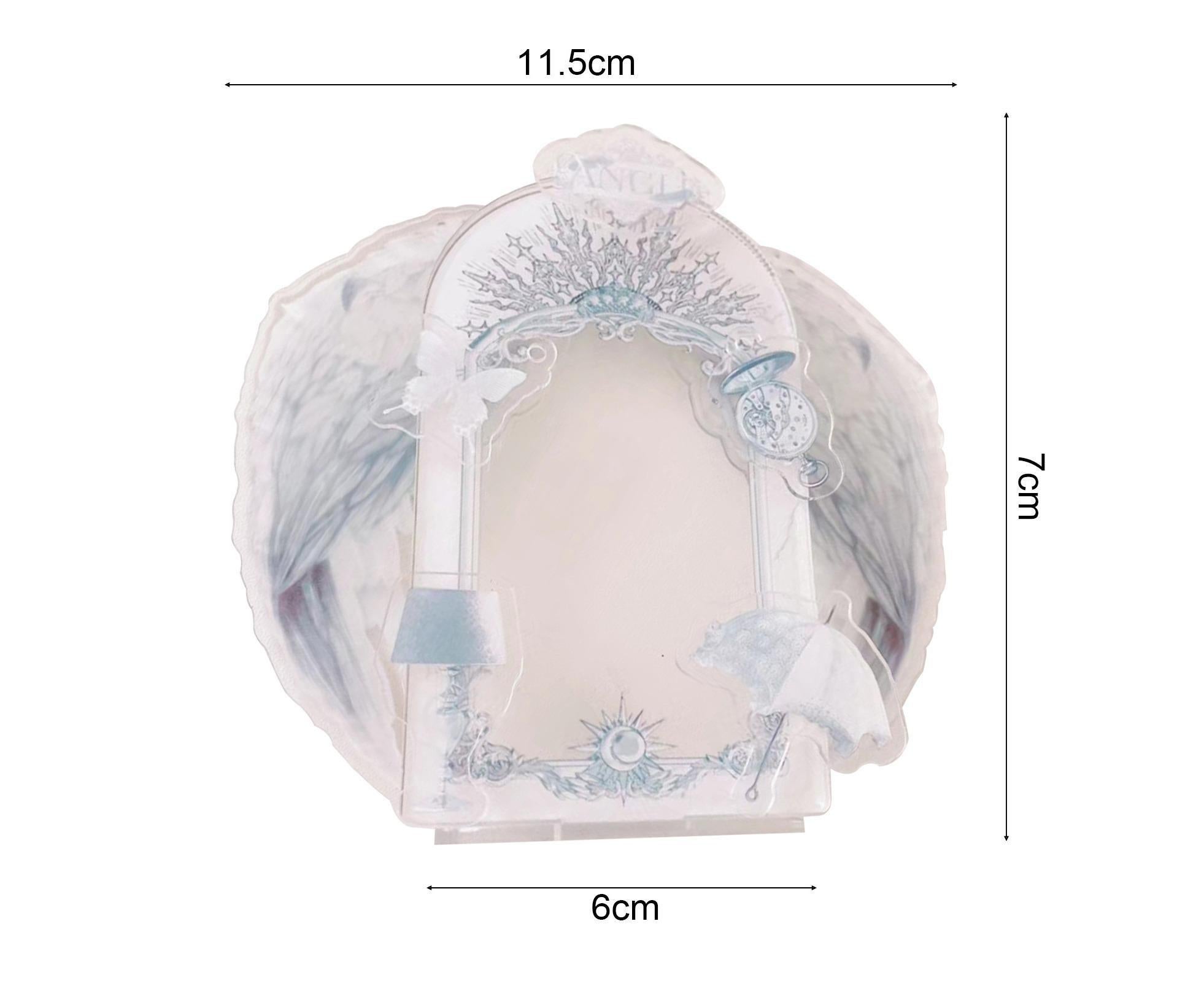 Acrylic Photo Frame Creative Devil Wings Replaceable Album Postcard DIY Storing Desktop Display White/Black 3 Inch Picture Holder Ornament Birthday Gift - White - Image 3