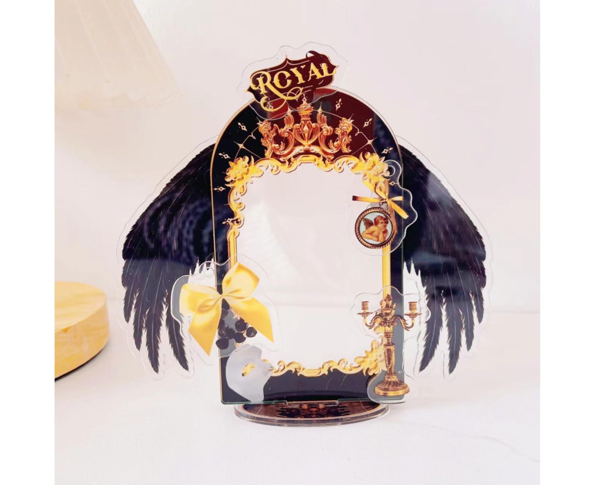 Acrylic Photo Frame Creative Devil Wings Replaceable Album Postcard DIY Storing Desktop Display White/Black 3 Inch Picture Holder Ornament Birthday Gift - Black - Image 3