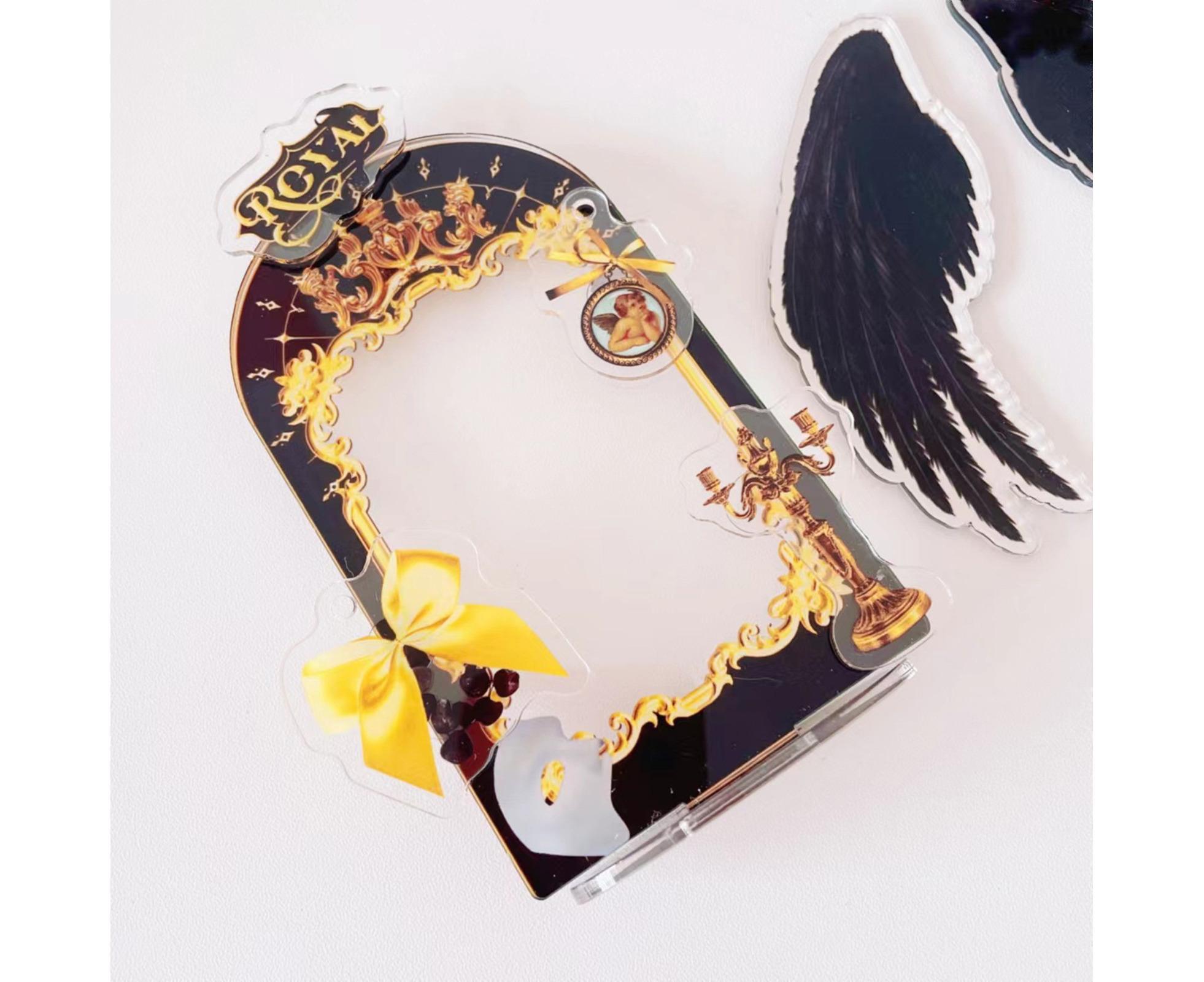 Acrylic Photo Frame Creative Devil Wings Replaceable Album Postcard DIY Storing Desktop Display White/Black 3 Inch Picture Holder Ornament Birthday Gift - Black - Image 5