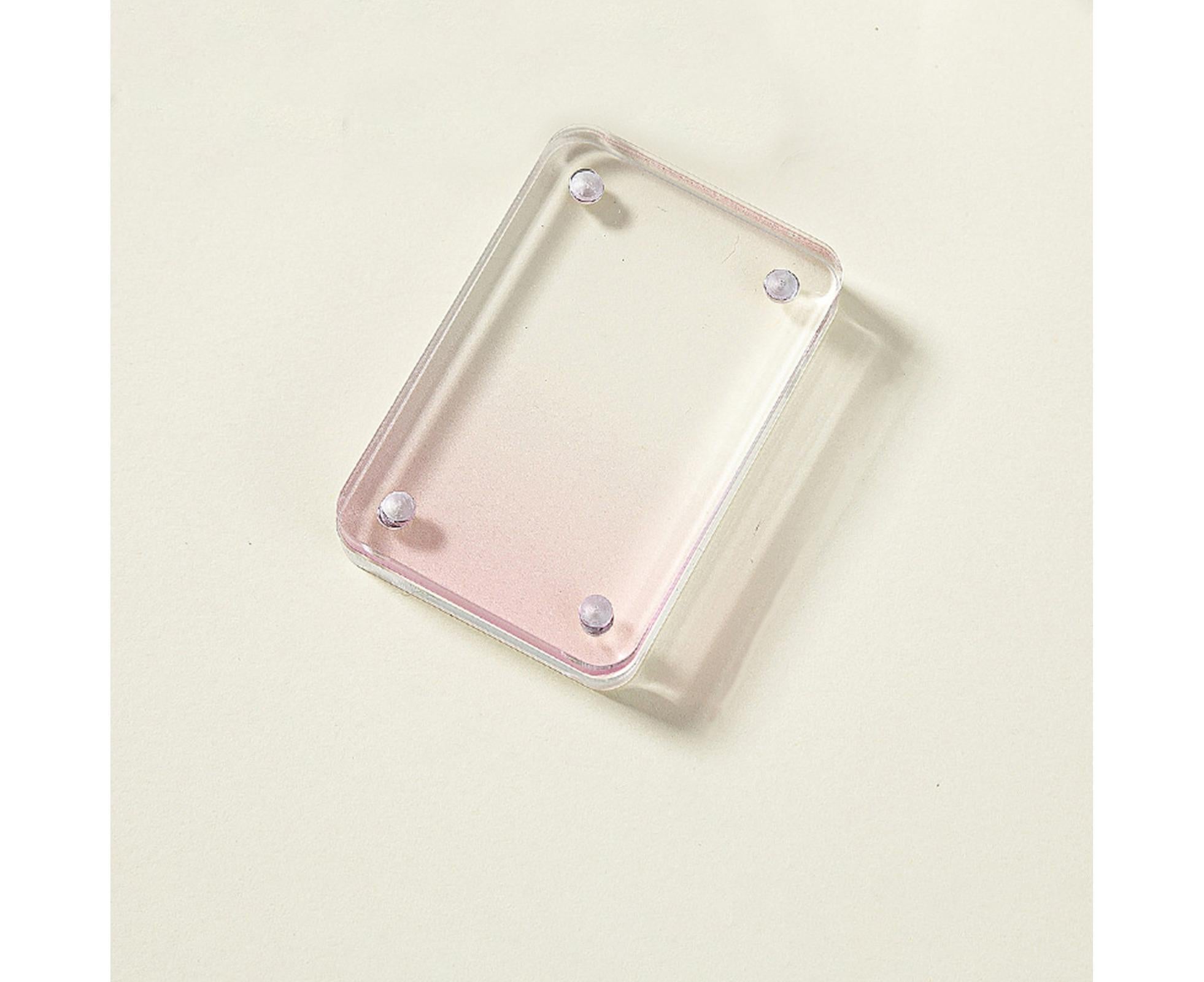 Card Brick grip Suction Transparent Visible DIY Store Photos Gradient Color Flowing Sand Mahjong Size Card Case Album Home Supply - Pink - Image 3