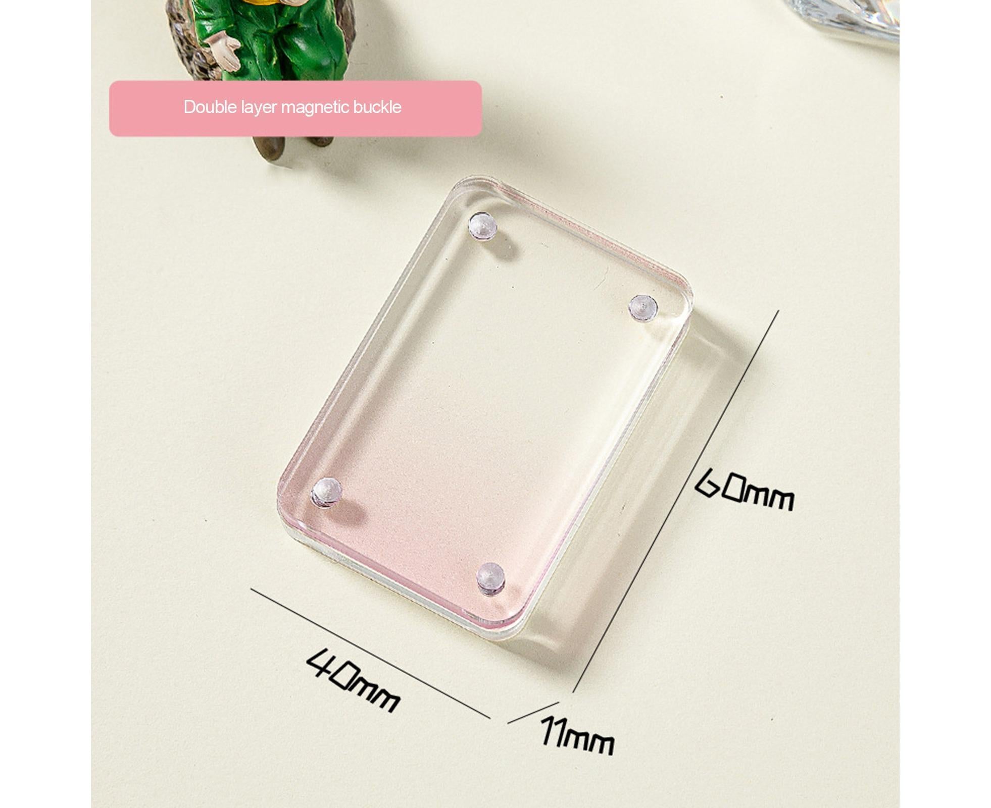 Card Brick grip Suction Transparent Visible DIY Store Photos Gradient Color Flowing Sand Mahjong Size Card Case Album Home Supply - Pink - Image 5