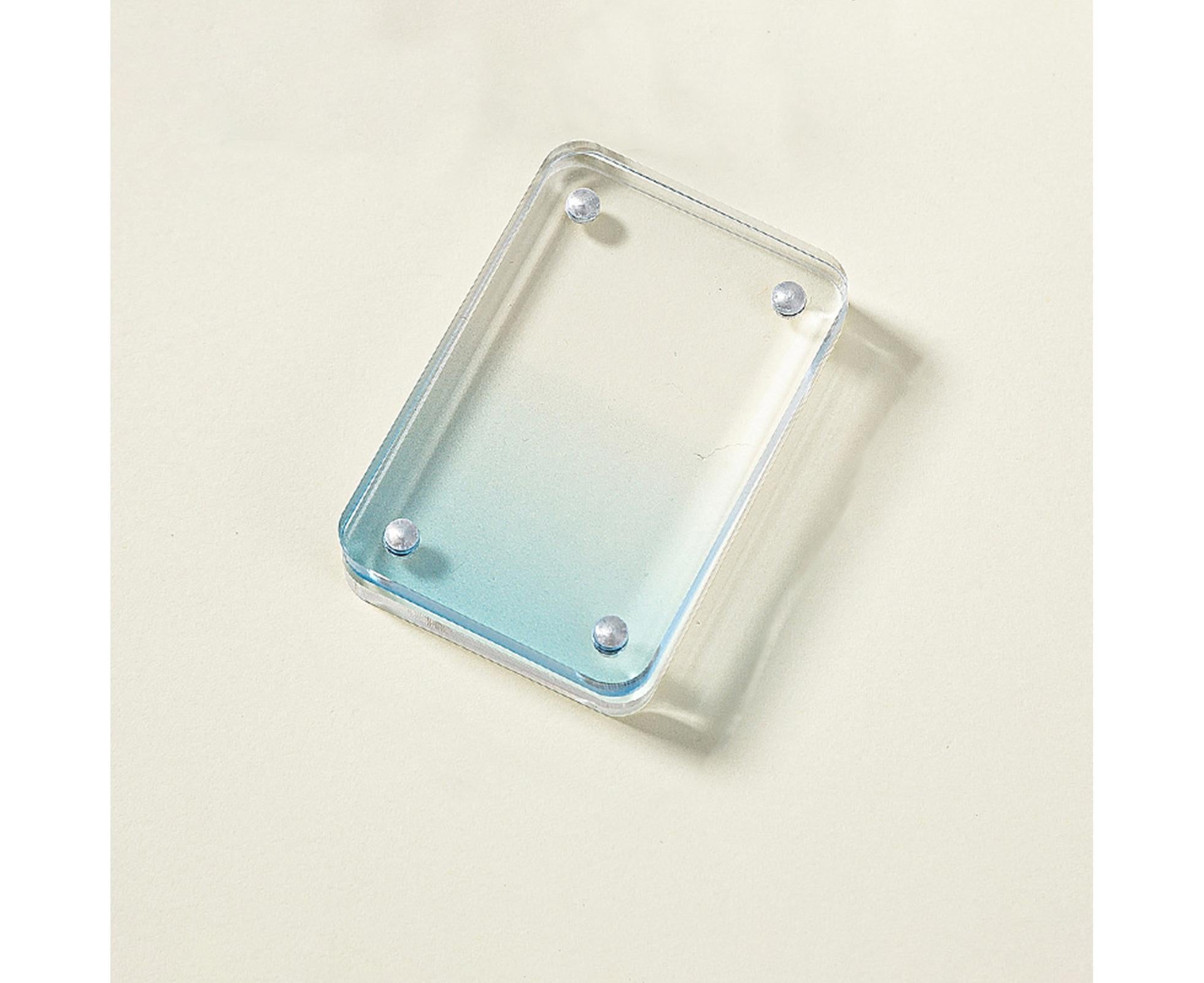 Card Brick grip Suction Transparent Visible DIY Store Photos Gradient Color Flowing Sand Mahjong Size Card Case Album Home Supply - Blue - Image 3