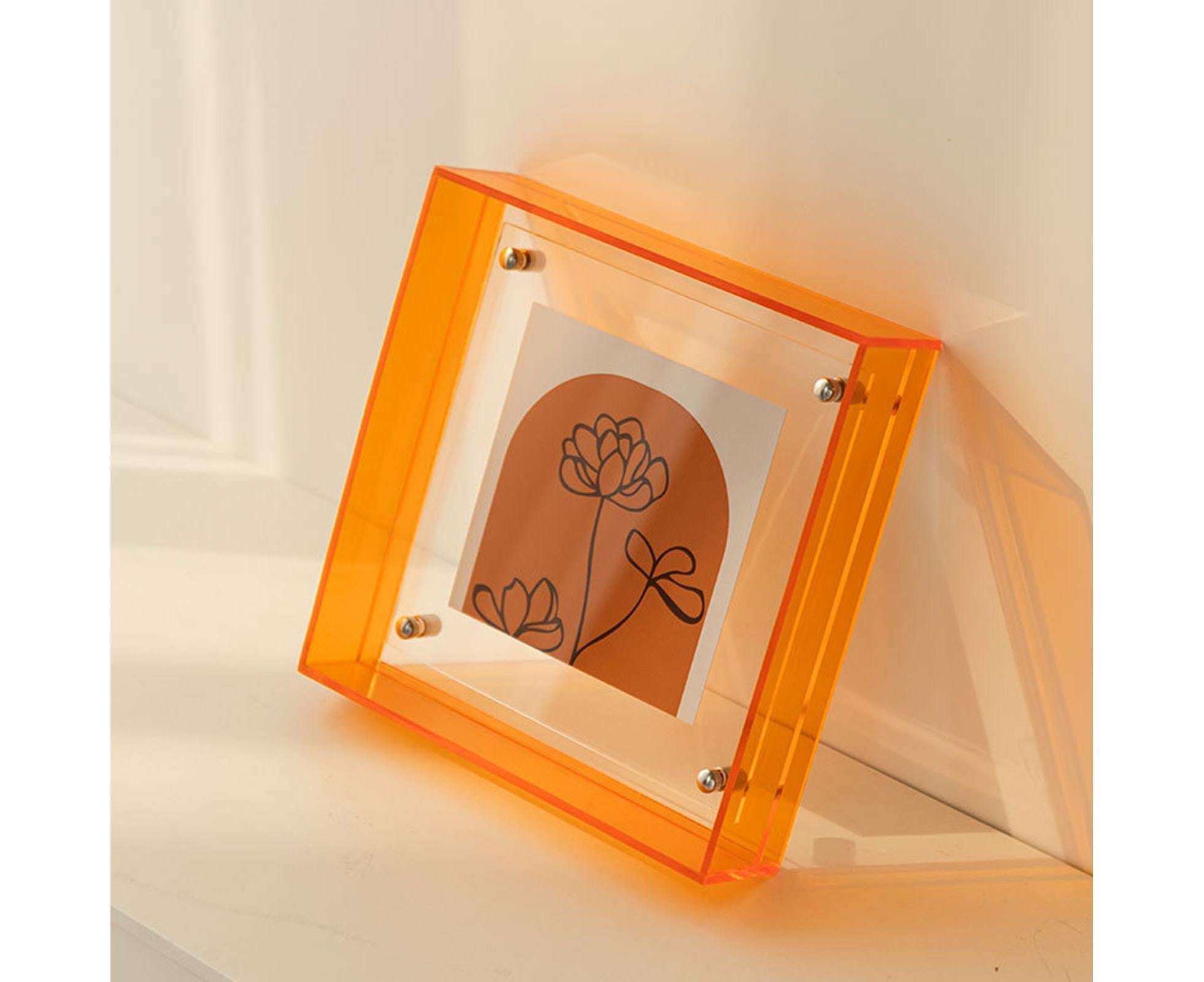 Dazzling Acrylic Photo Frame Ornaments Printing And Framing Creative Picture Frame Display DIY Wash Photos Home Decor - Orange - Image 4