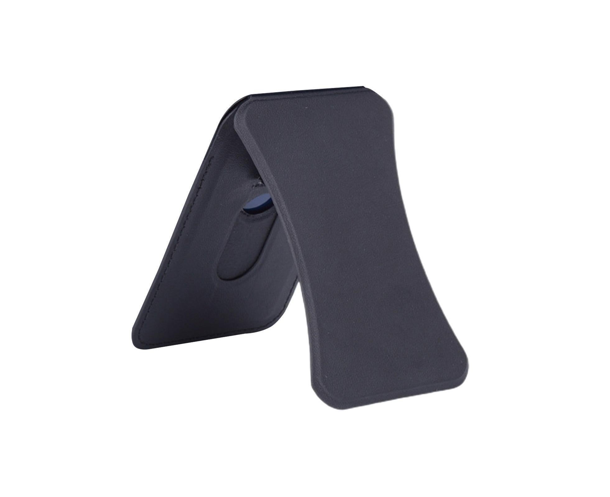 Folding Stand Reusable Multifunctional Adjustable Anti-drop Faux Leather Wallet Phone Stand for iPhone 13/12 Series - Black - Image 1