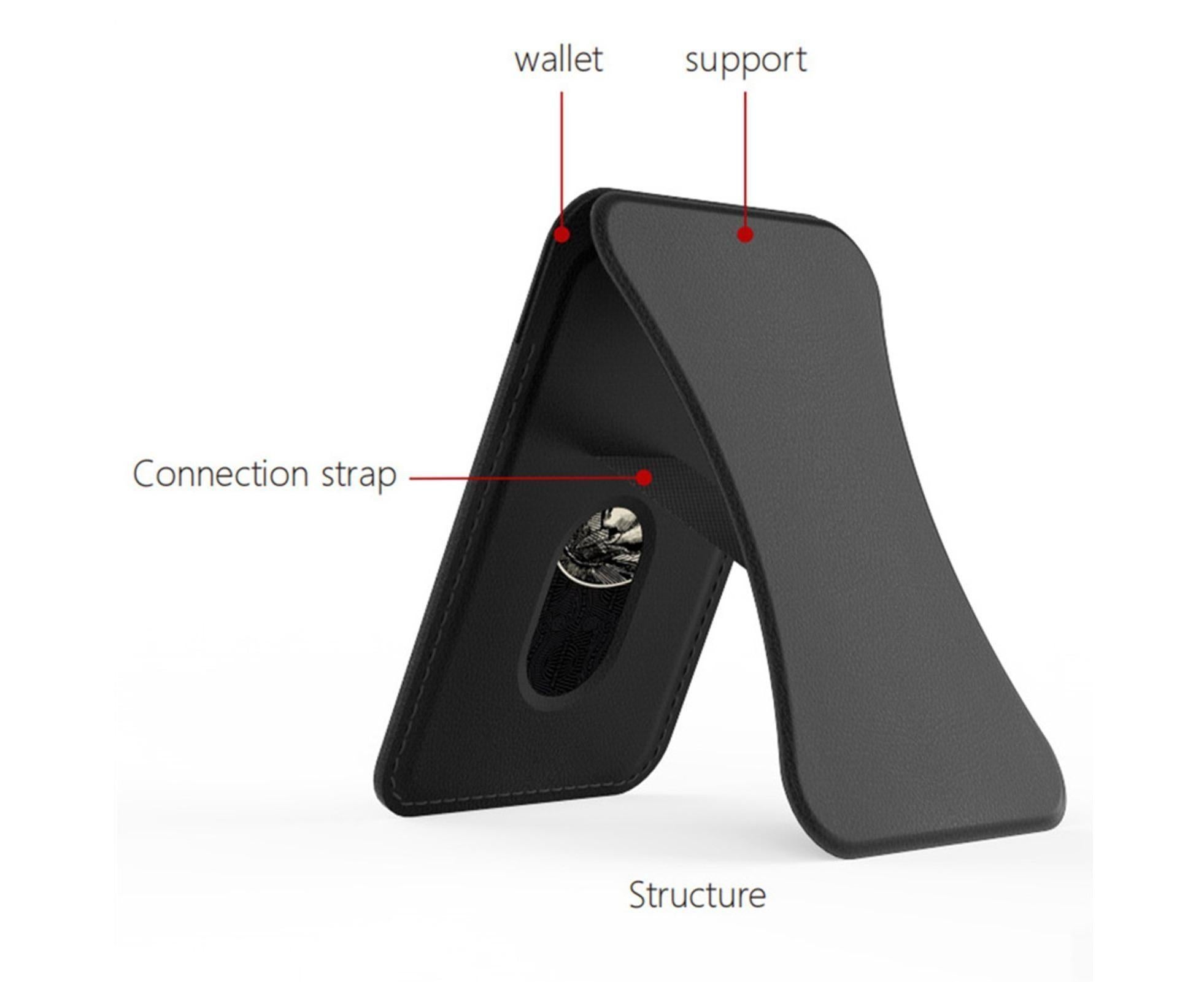 Folding Stand Reusable Multifunctional Adjustable Anti-drop Faux Leather Wallet Phone Stand for iPhone 13/12 Series - Black - Image 3