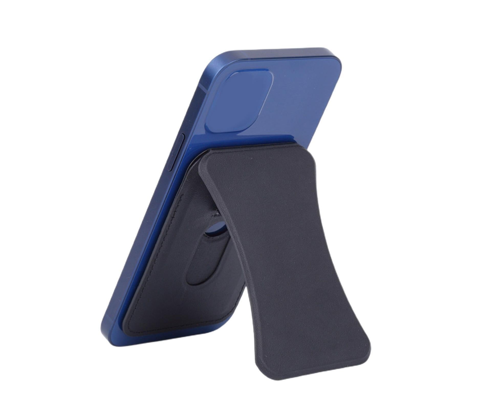 Folding Stand Reusable Multifunctional Adjustable Anti-drop Faux Leather Wallet Phone Stand for iPhone 13/12 Series - Black - Image 4