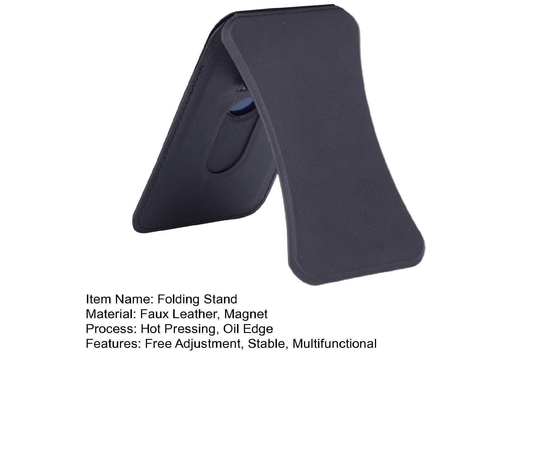 Folding Stand Reusable Multifunctional Adjustable Anti-drop Faux Leather Wallet Phone Stand for iPhone 13/12 Series - Black - Image 6