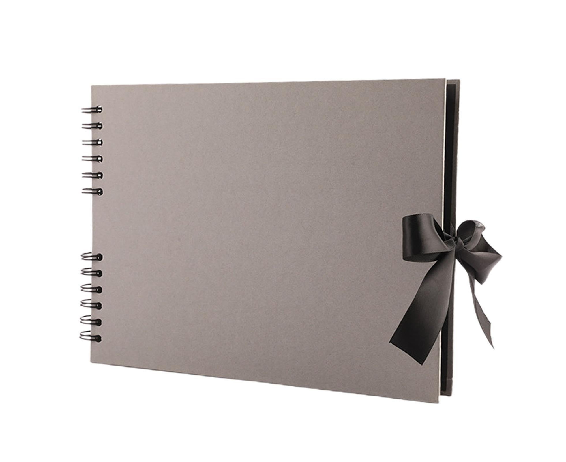 Double Coil Thickened Paper Ribbon Bowknot Photo Album 40 Sheets 80 Pages Stickup Picture Storage Book Photo Accessories - Grey - Image 1