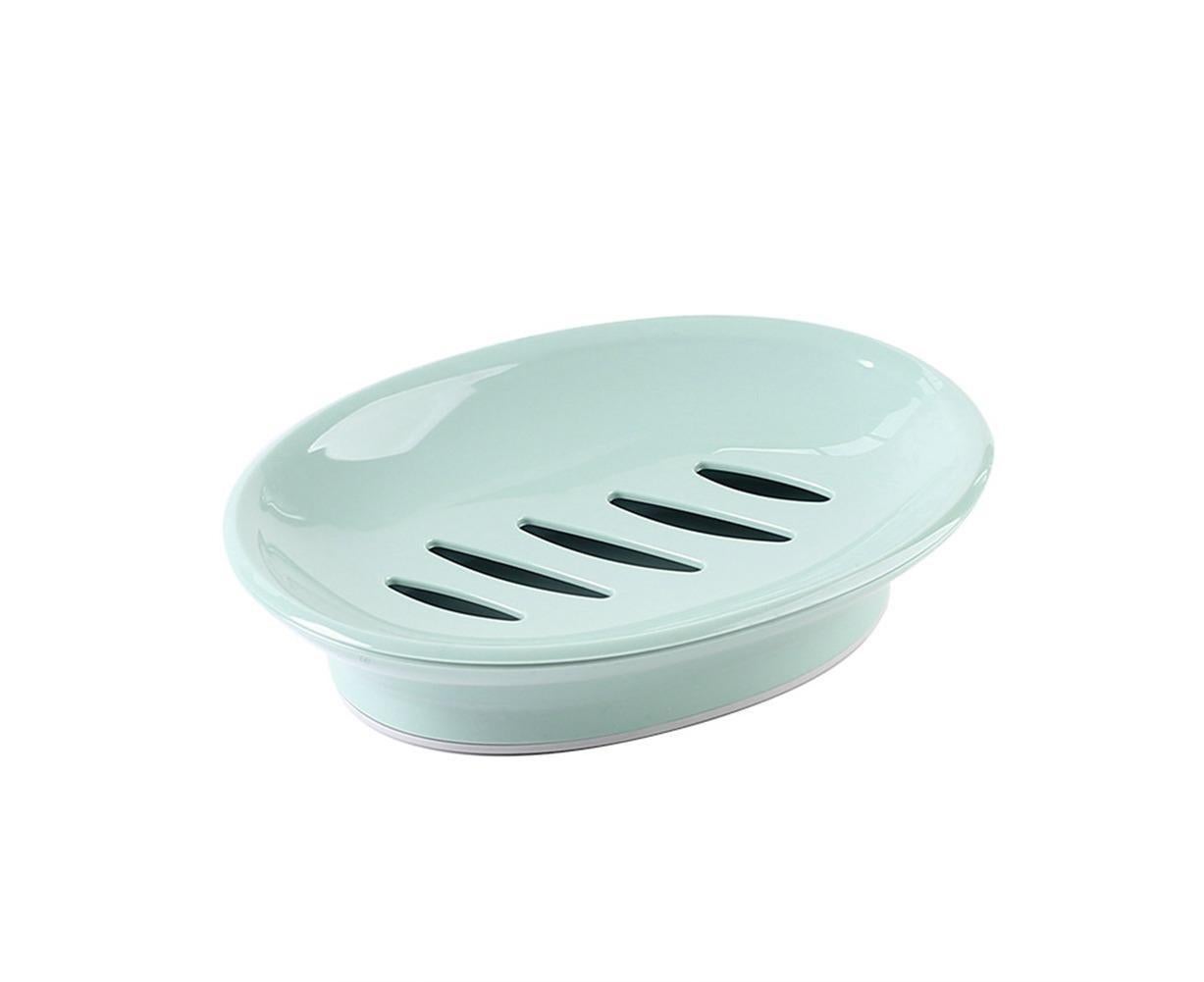 Double Layers Oval Soap Storage Holder Box Stand Kitchen Bathroom Accessories-Green - Image 1