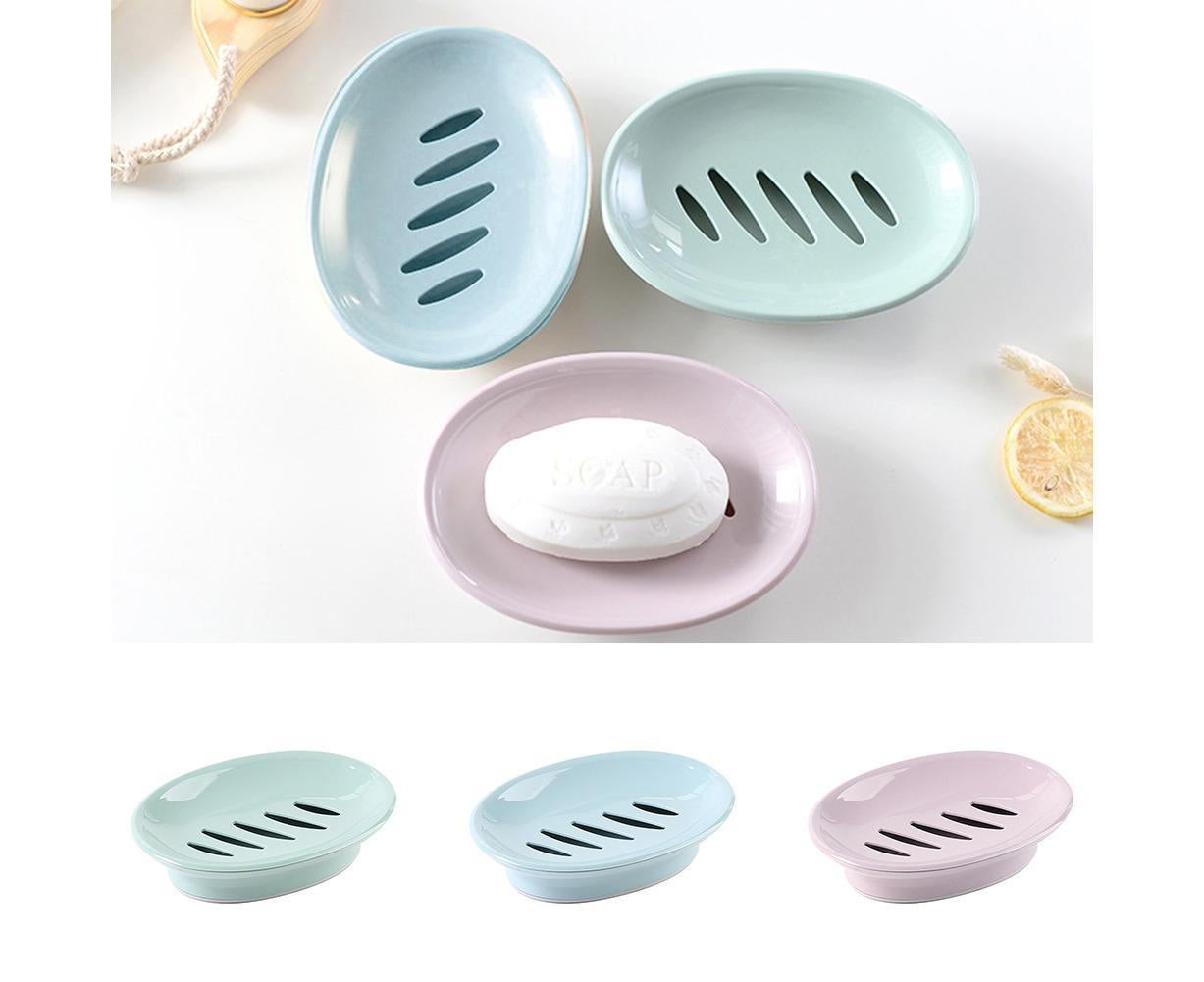Double Layers Oval Soap Storage Holder Box Stand Kitchen Bathroom Accessories-Green - Image 2