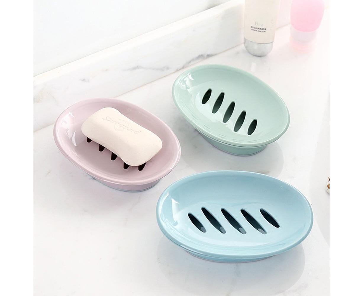 Double Layers Oval Soap Storage Holder Box Stand Kitchen Bathroom Accessories-Green - Image 4