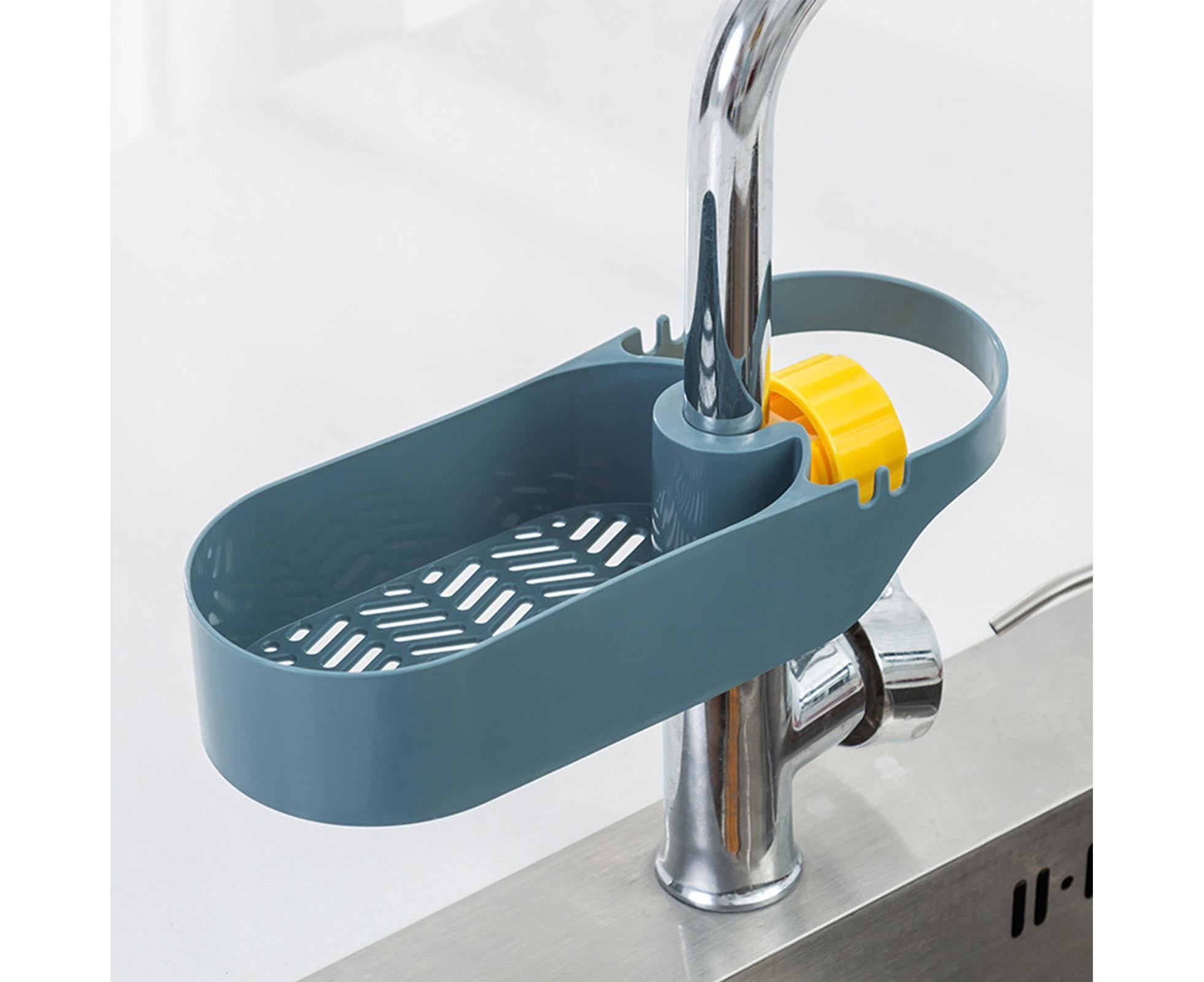 Drain Basket Multi-use Hollow Plastic Creative Soap Sponge Sink Rack Holder for Kitchen-Blue - Image 3