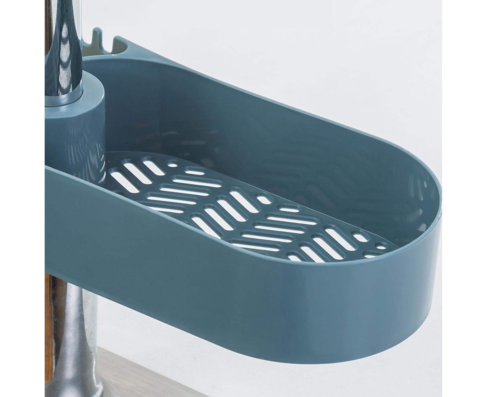 Drain Basket Multi-use Hollow Plastic Creative Soap Sponge Sink Rack Holder for Kitchen-Blue - Image 7