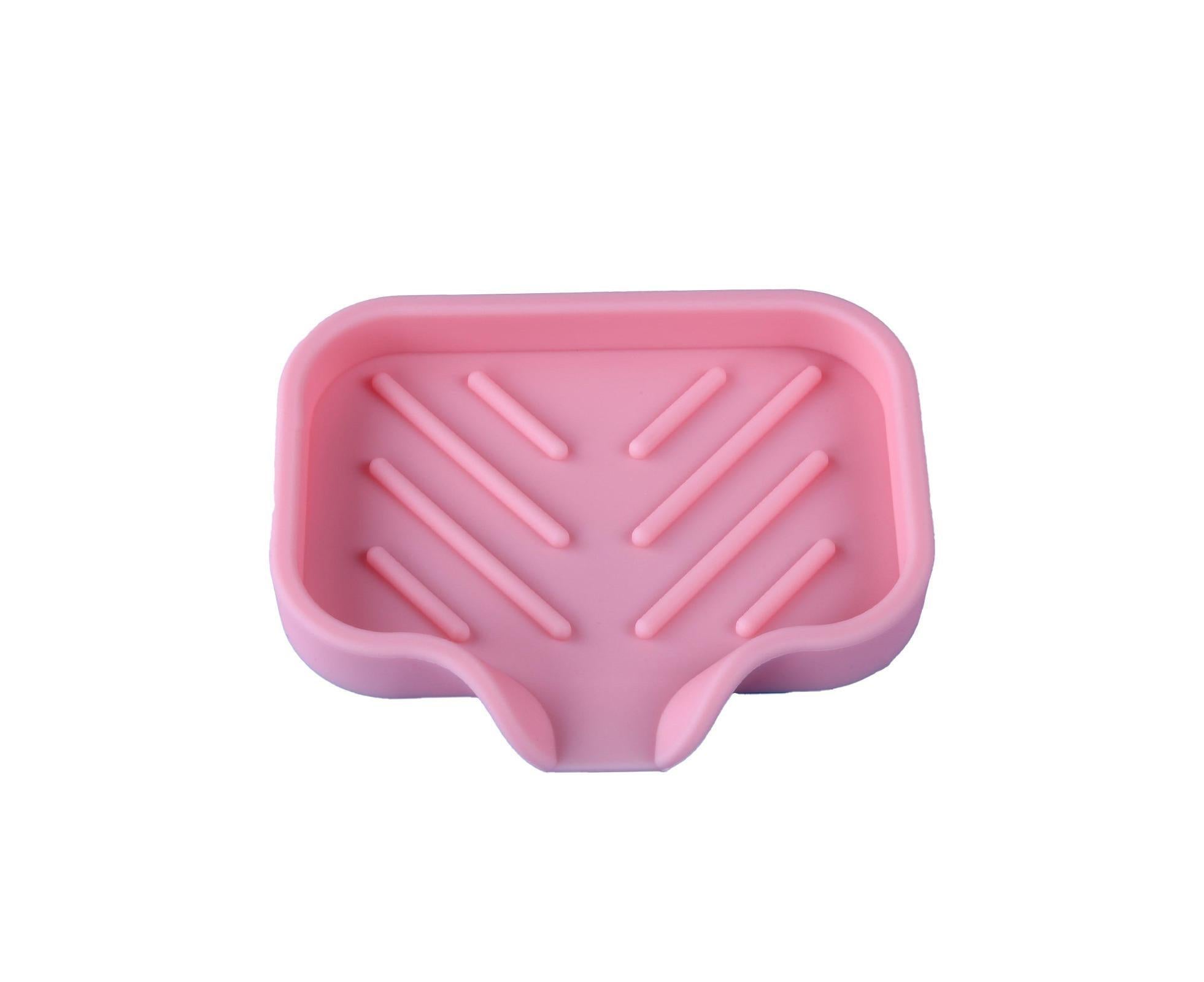 Drainable Soap Dish Non-slip Reliable Flow Guide Type Soap Box Bathroom Accessories-Pink - Image 1