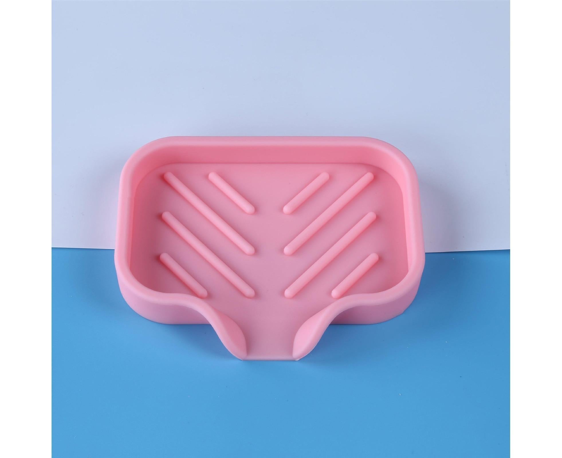 Drainable Soap Dish Non-slip Reliable Flow Guide Type Soap Box Bathroom Accessories-Pink - Image 3