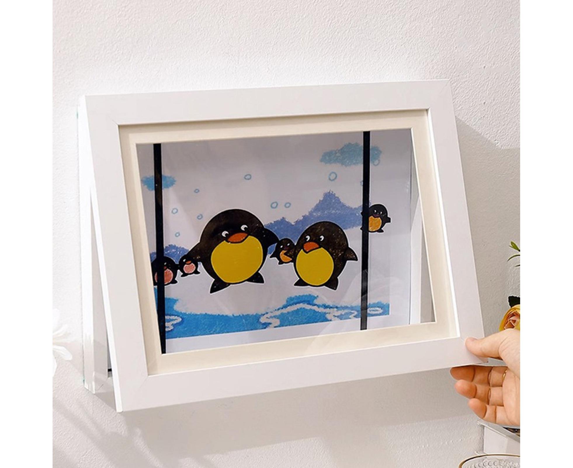 Flip Photo Frame Front Opening Picture Display Artwork Easy to Use Versatile Design Picture Display Stands - White - Image 2