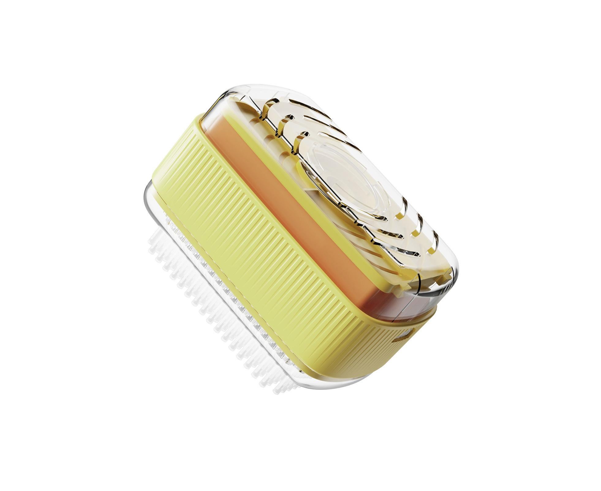 Foaming Soap Box with Brush Drain Holes Spring Design Non-slip Detachable 2 in 1 Plastic Soft Roller Soap Holder Laundry Tools-Yellow - Image 1