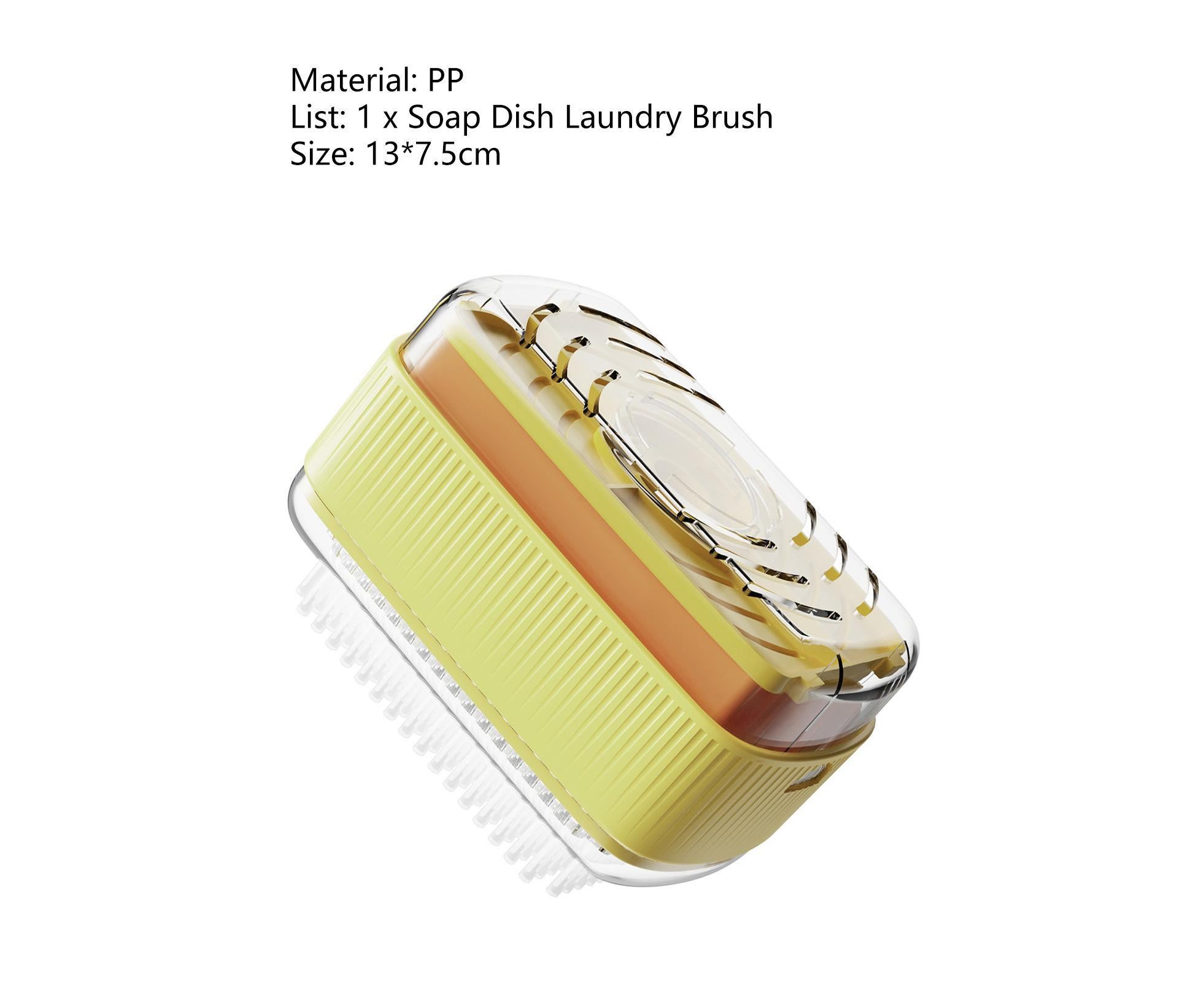 Foaming Soap Box with Brush Drain Holes Spring Design Non-slip Detachable 2 in 1 Plastic Soft Roller Soap Holder Laundry Tools-Yellow - Image 2