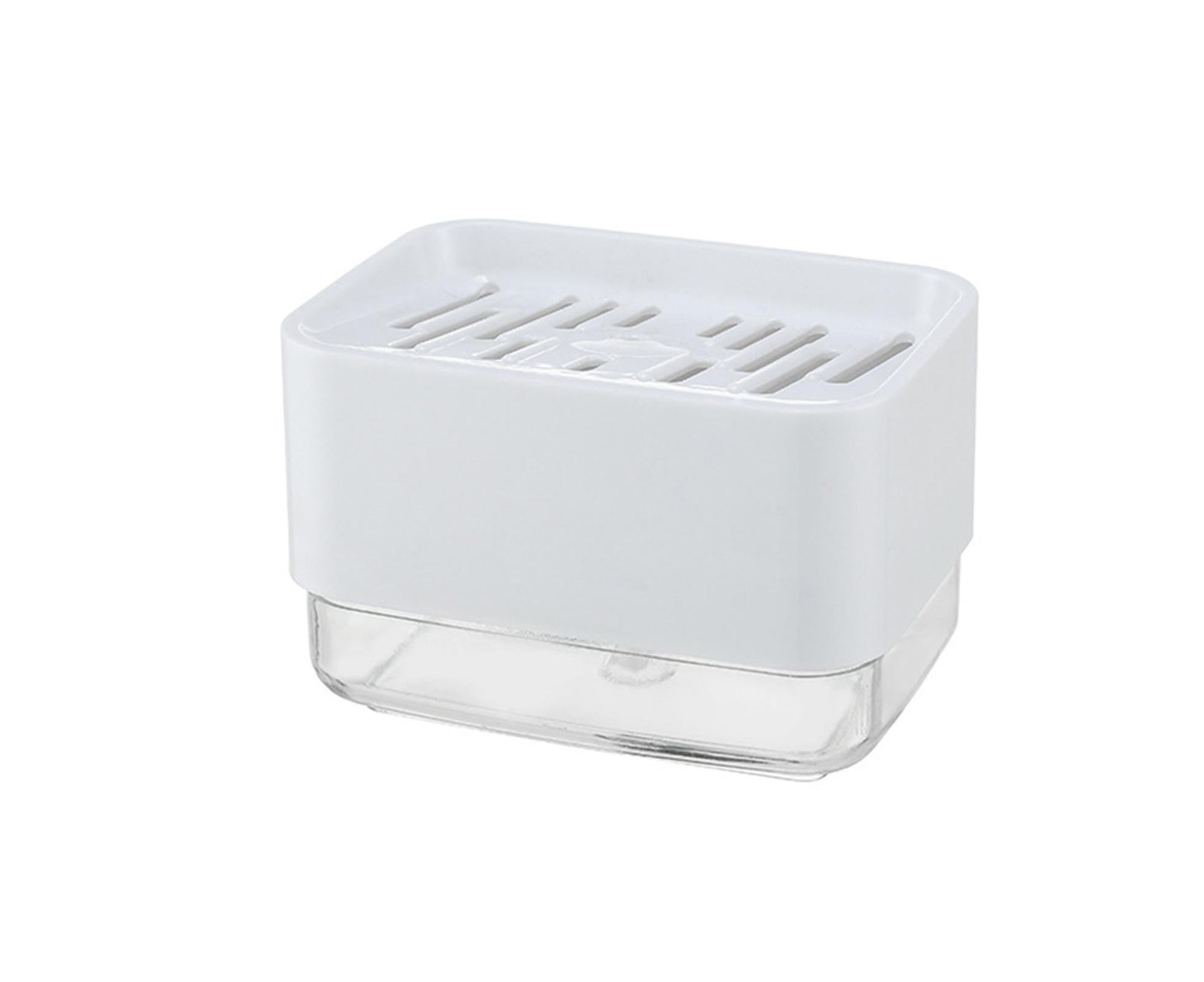 Innovative Dish Soap Dispenser Decorative HIPS 2 in 1 Liquid Detachable Soap Storage Case Holder for Home-White - Image 1