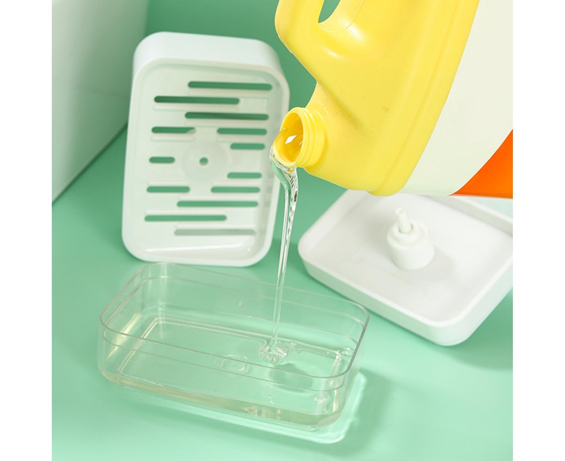 Innovative Dish Soap Dispenser Decorative HIPS 2 in 1 Liquid Detachable Soap Storage Case Holder for Home-White - Image 5