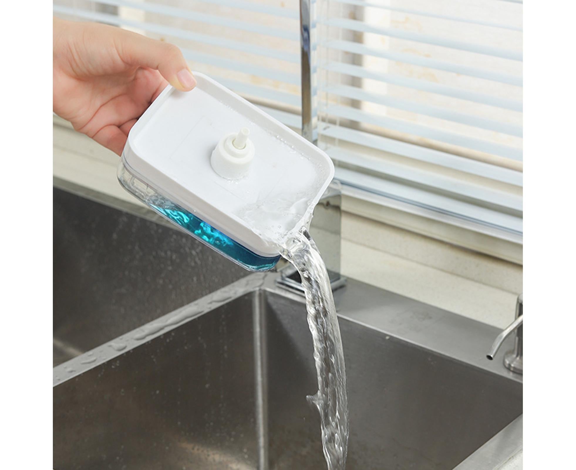 Innovative Dish Soap Dispenser Decorative HIPS 2 in 1 Liquid Detachable Soap Storage Case Holder for Home-White - Image 8
