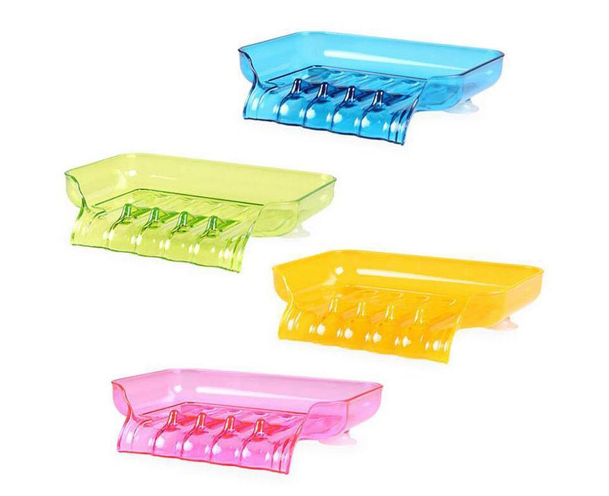 Kitchen Basin Sink Soap Dish Tray Water Draining Holder Suction Cup Bathroom Box-Pink - Image 4