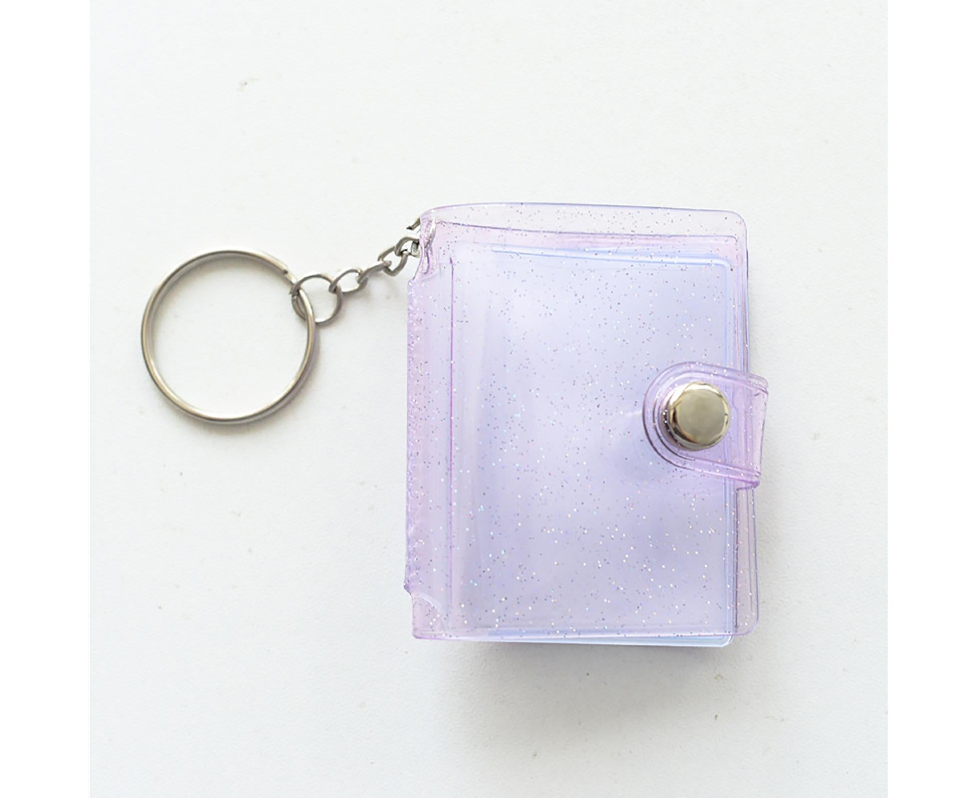 Mini Photo Album Flip Page Sequins Transparent Snap Hanging Ring 16 Pockets Card Photo Holder Memory Gift - Purple - Image 4