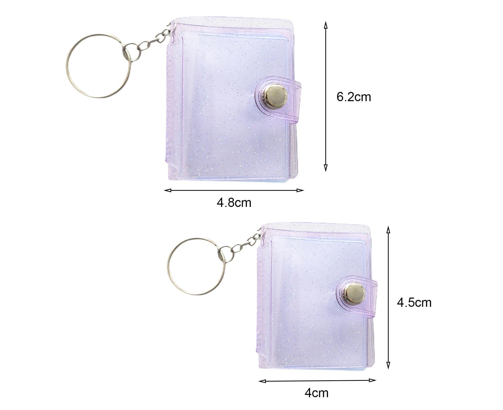 Mini Photo Album Flip Page Sequins Transparent Snap Hanging Ring 16 Pockets Card Photo Holder Memory Giftlear - Image 2