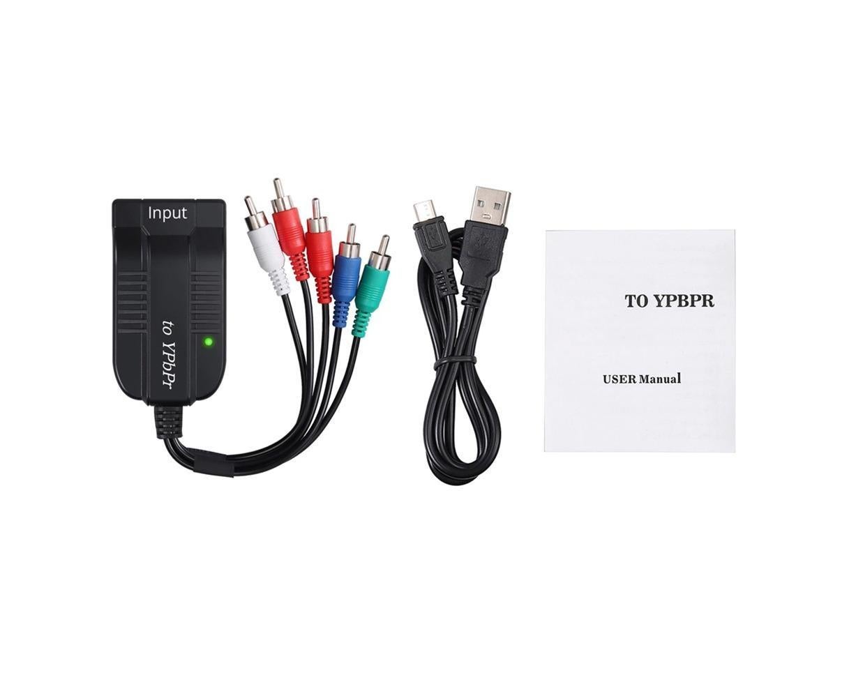HDMI-compatible to 1080p Component Video YPbPr 5RCA RGB Converter Adapter R/L Audio Output - Black - Image 2