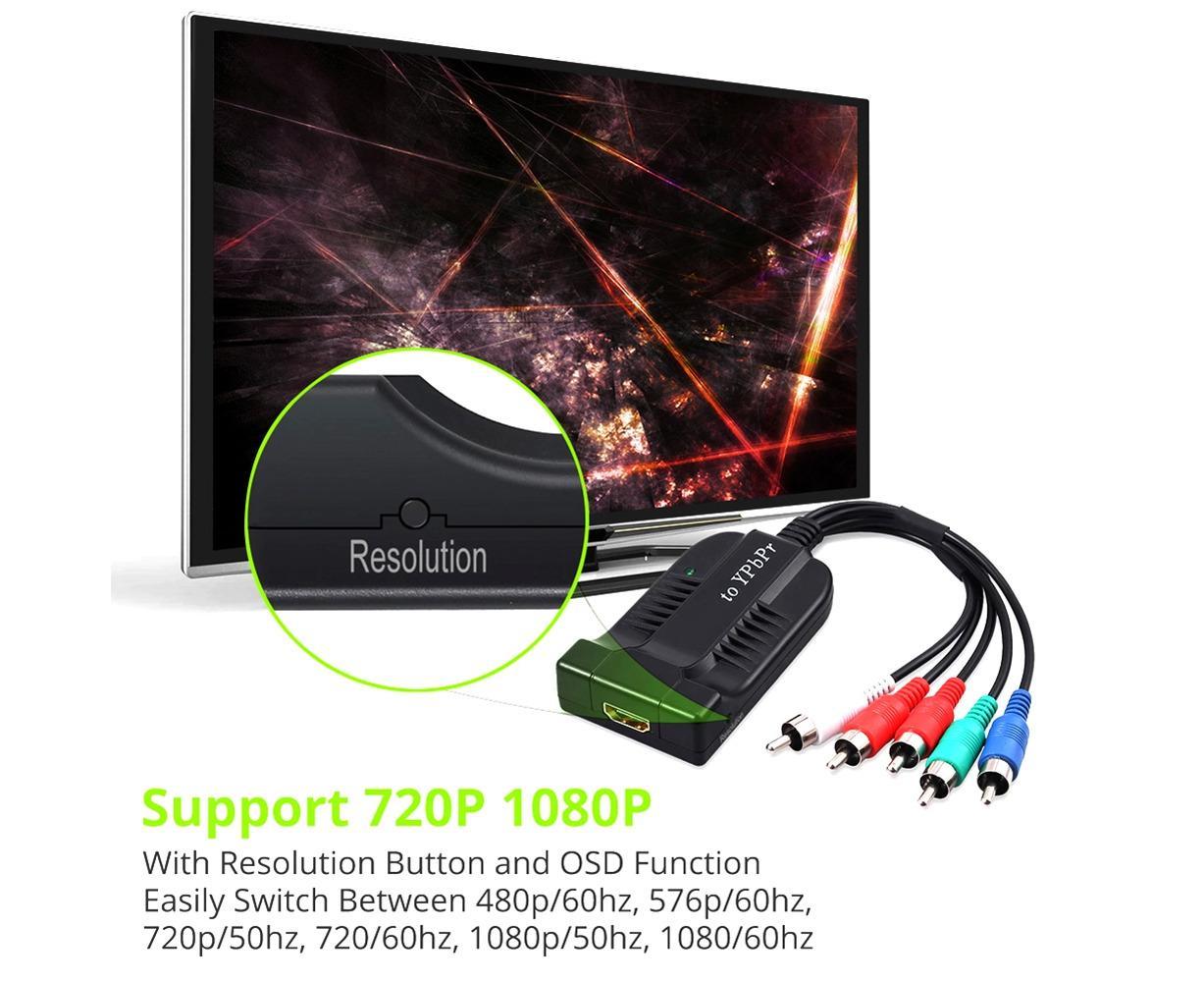 HDMI-compatible to 1080p Component Video YPbPr 5RCA RGB Converter Adapter R/L Audio Output - Black - Image 6