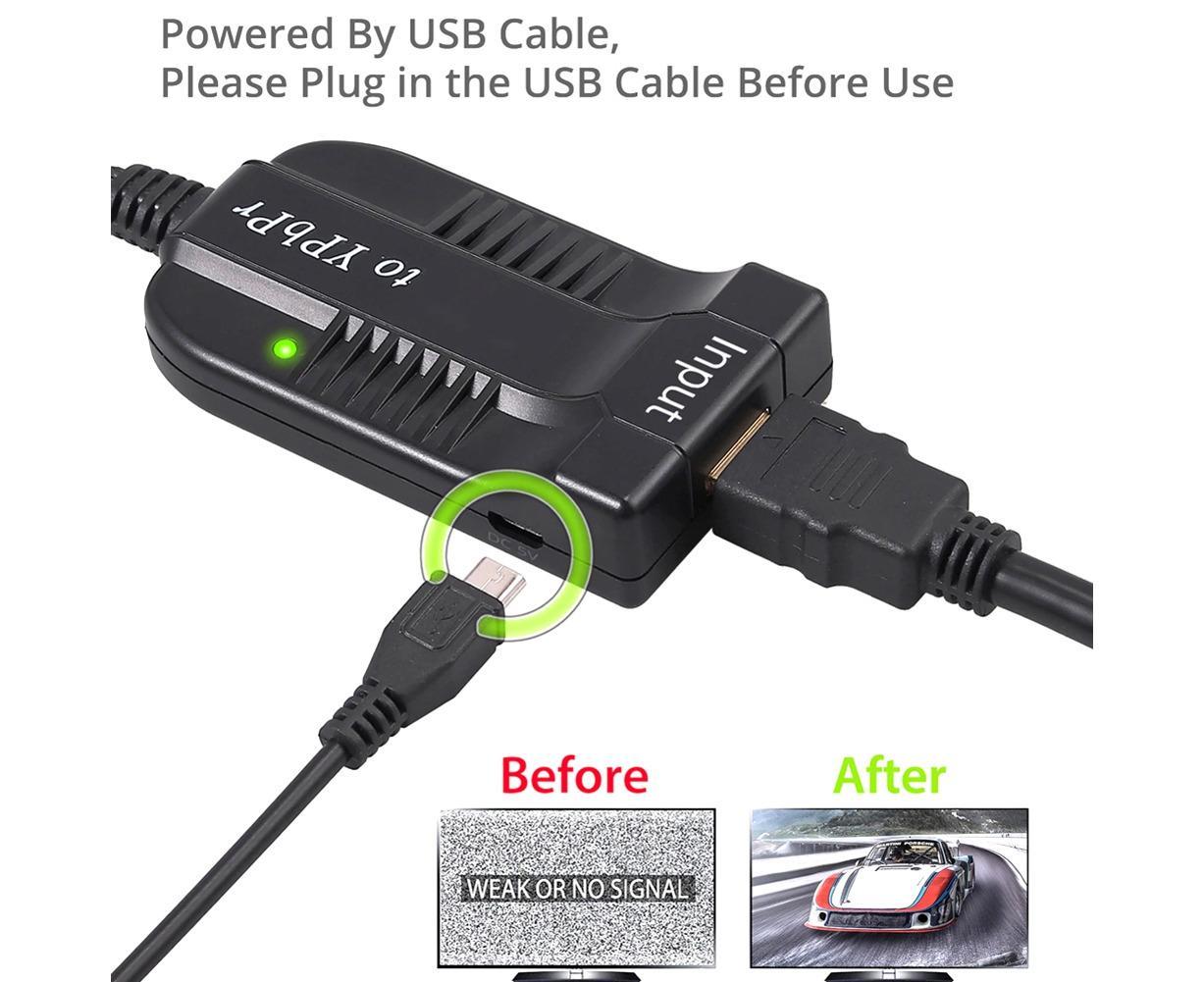HDMI-compatible to 1080p Component Video YPbPr 5RCA RGB Converter Adapter R/L Audio Output - Black - Image 7